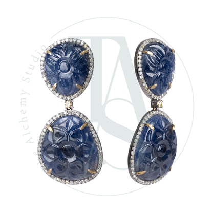 Emery Blue Sapphire and Diamond Earrings