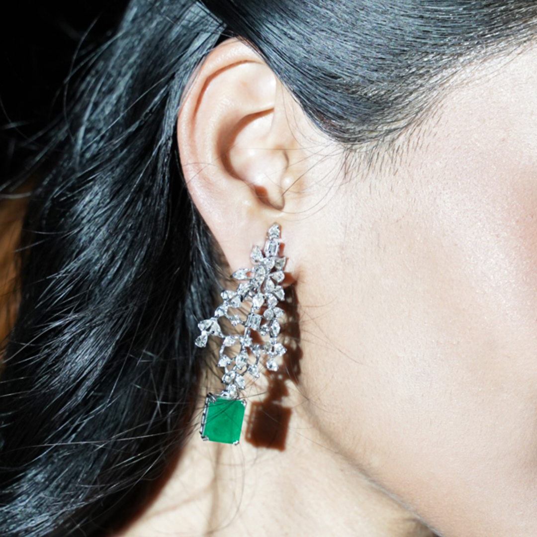 Mavis Diamond Emerald Earrings