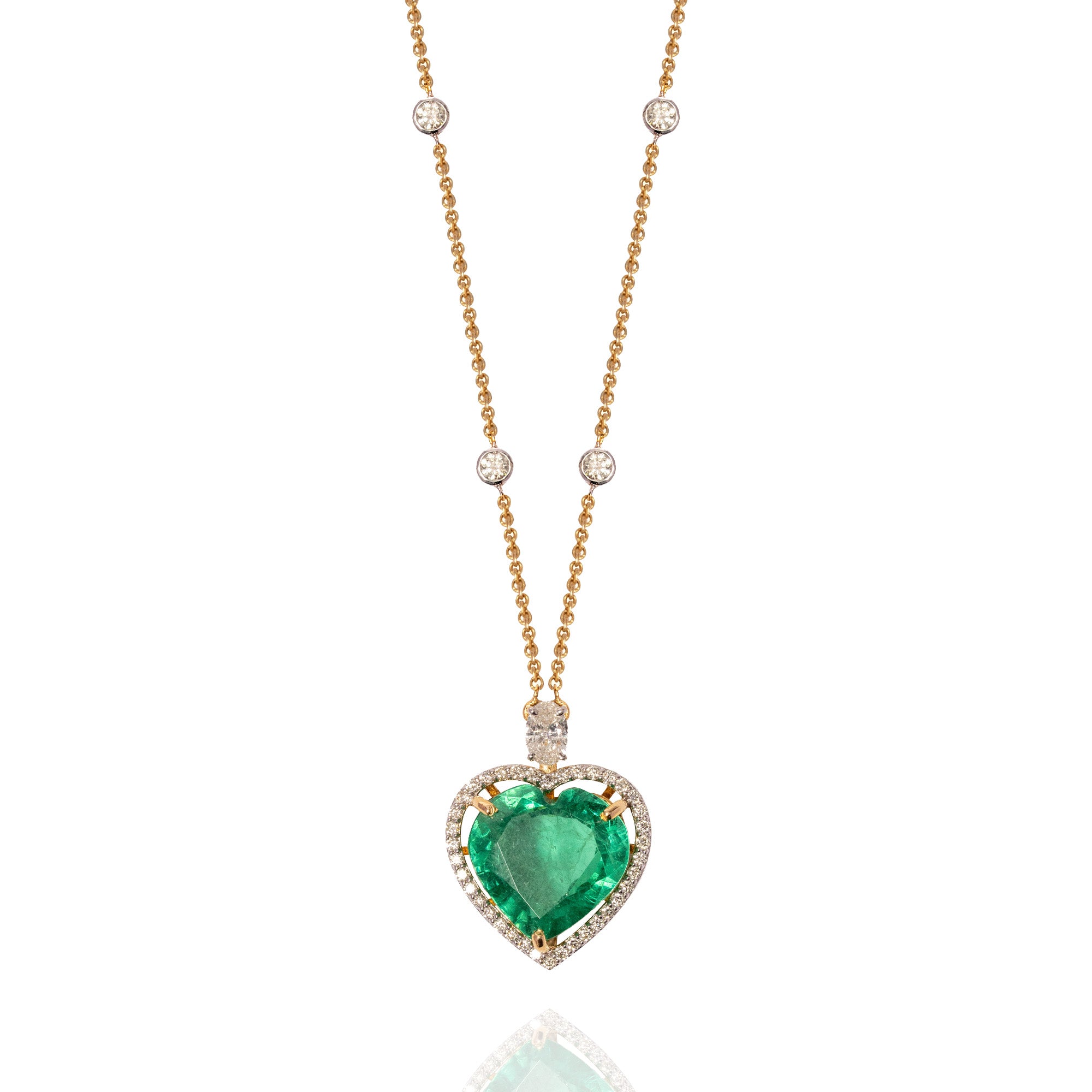 Orion Diamond heart Emerald pendant
