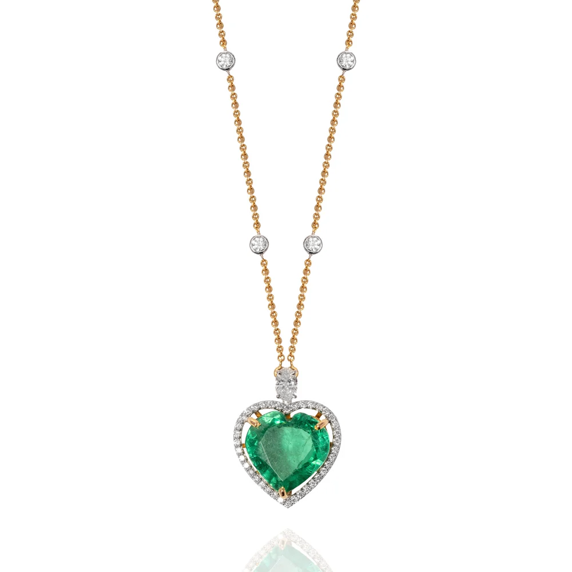 Orion Diamond heart Emerald pendant