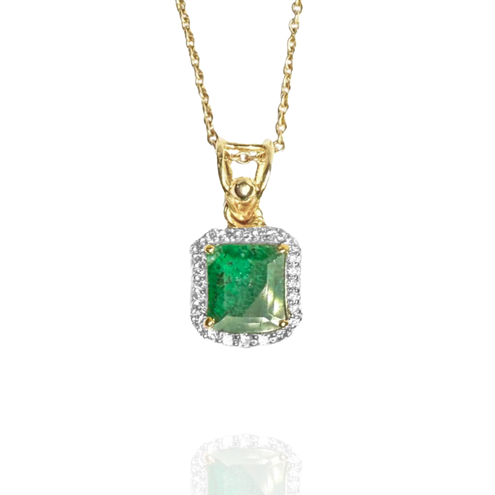 Selene Diamond Emerald Pendant