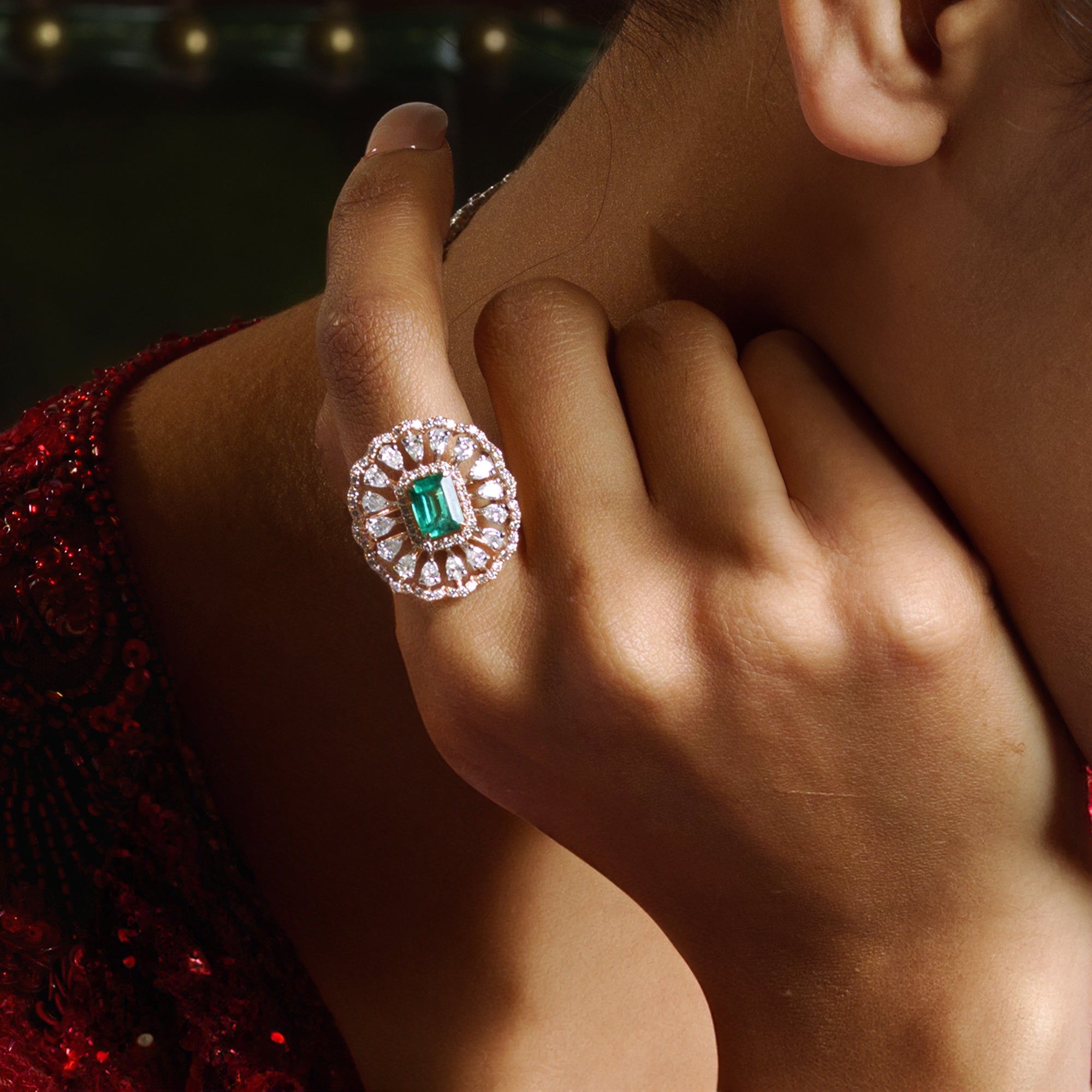 Aviva diamond emerald Ring