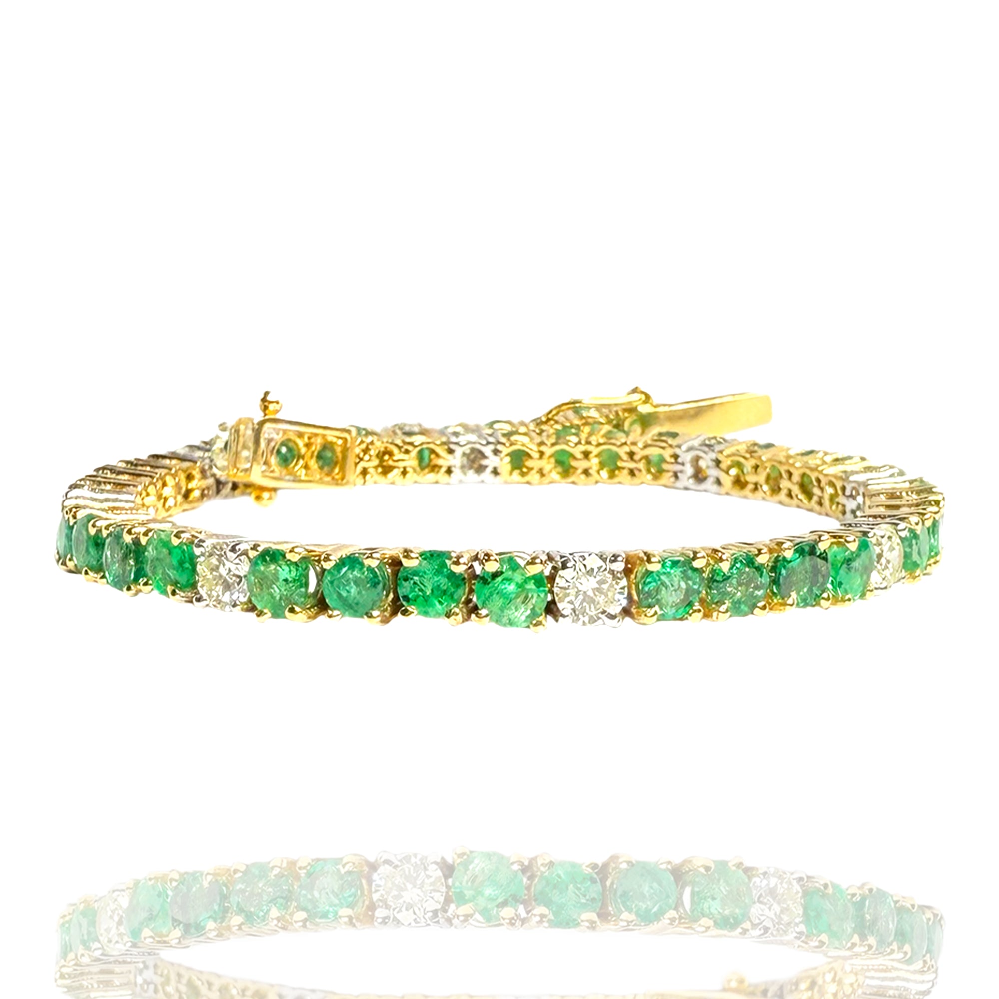 Zenith Diamond Emerald Tennis Bracelet