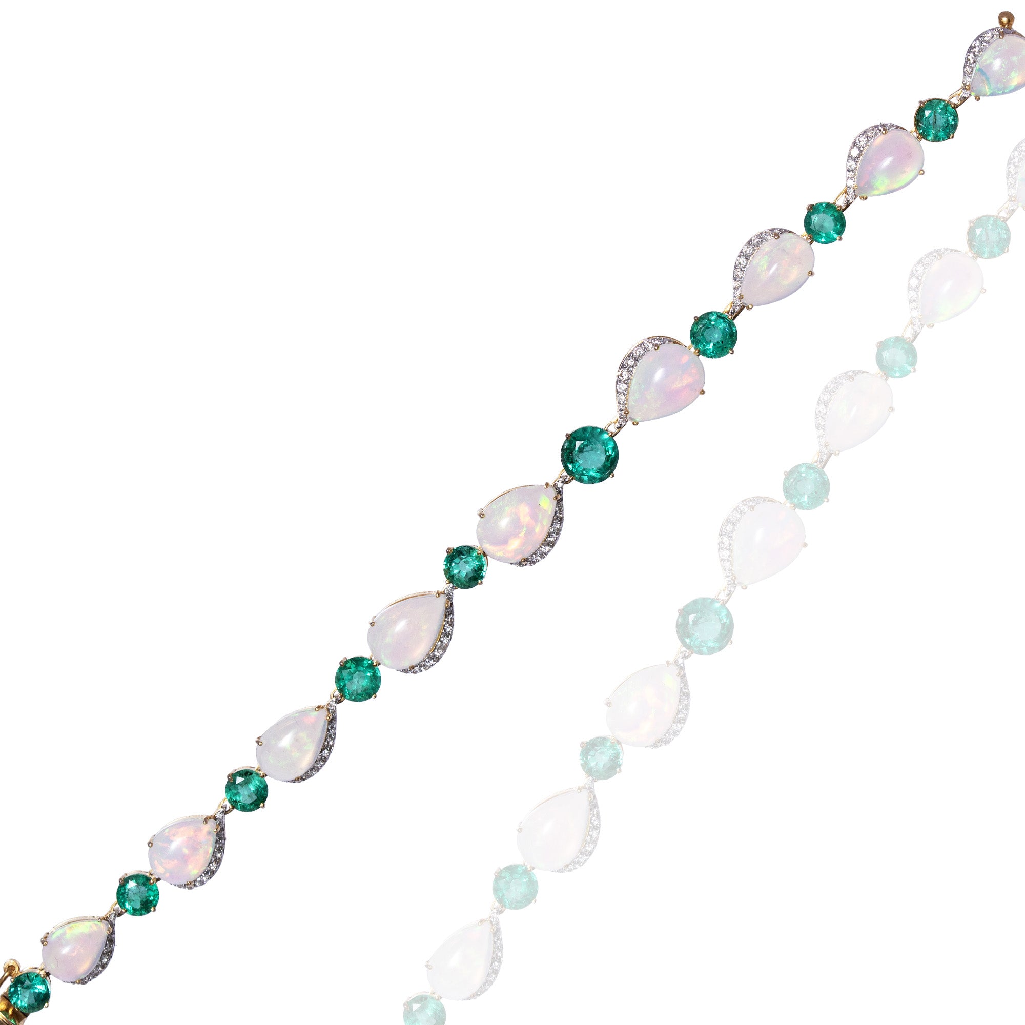 Stellar Diamond Opal Emerald Bracelet