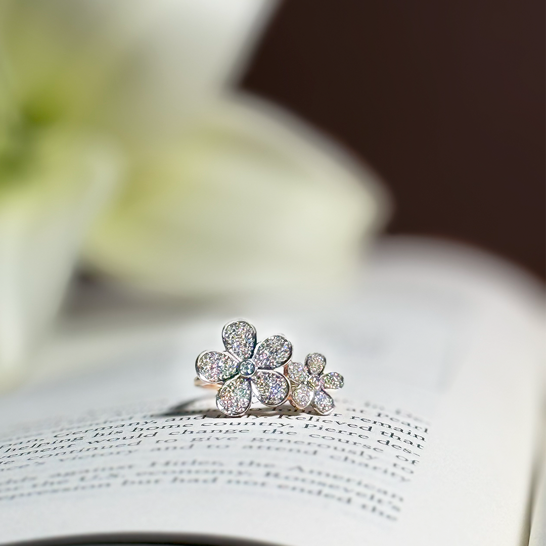 Dual Flower Diamond Ring