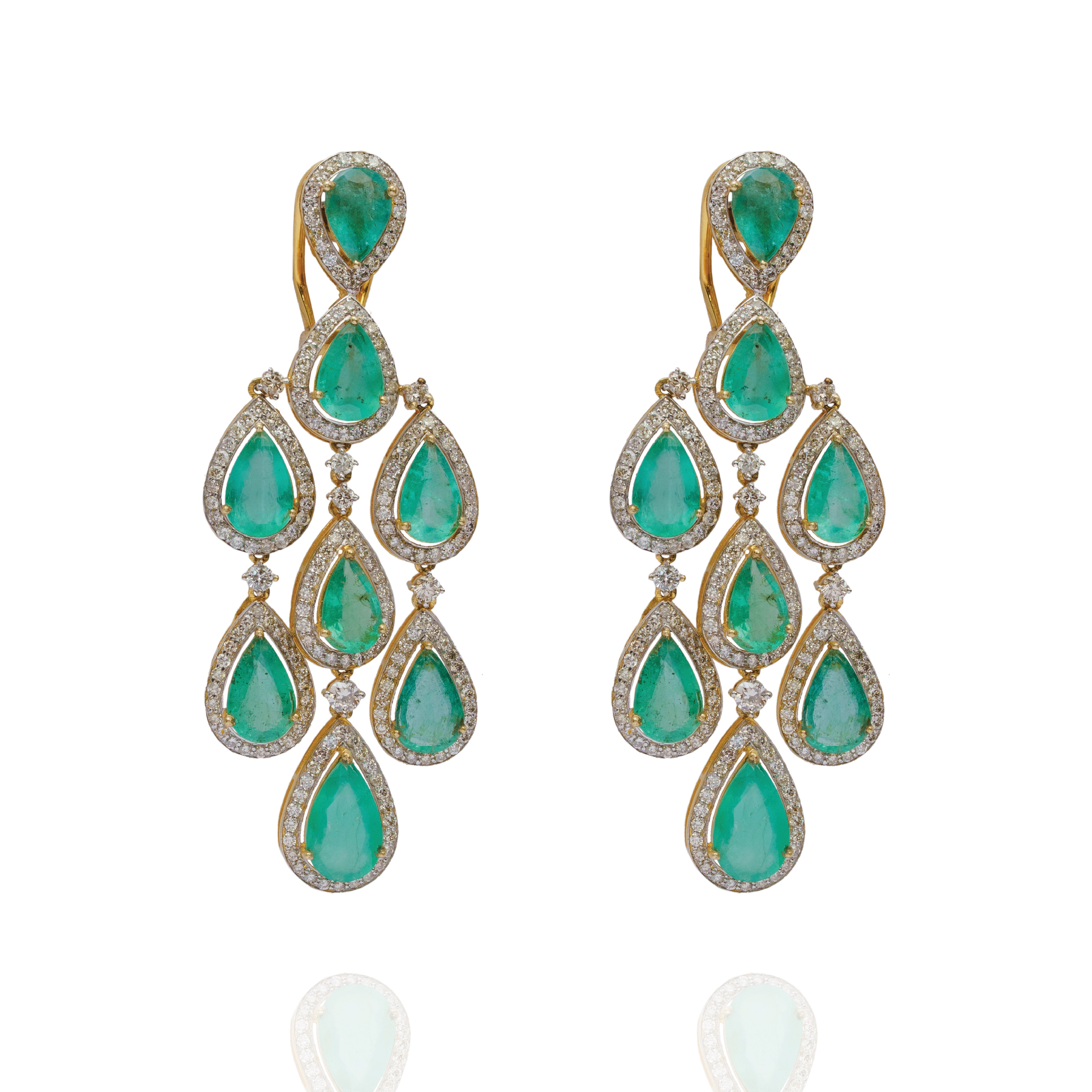 Forest Diamond Emerald Earring