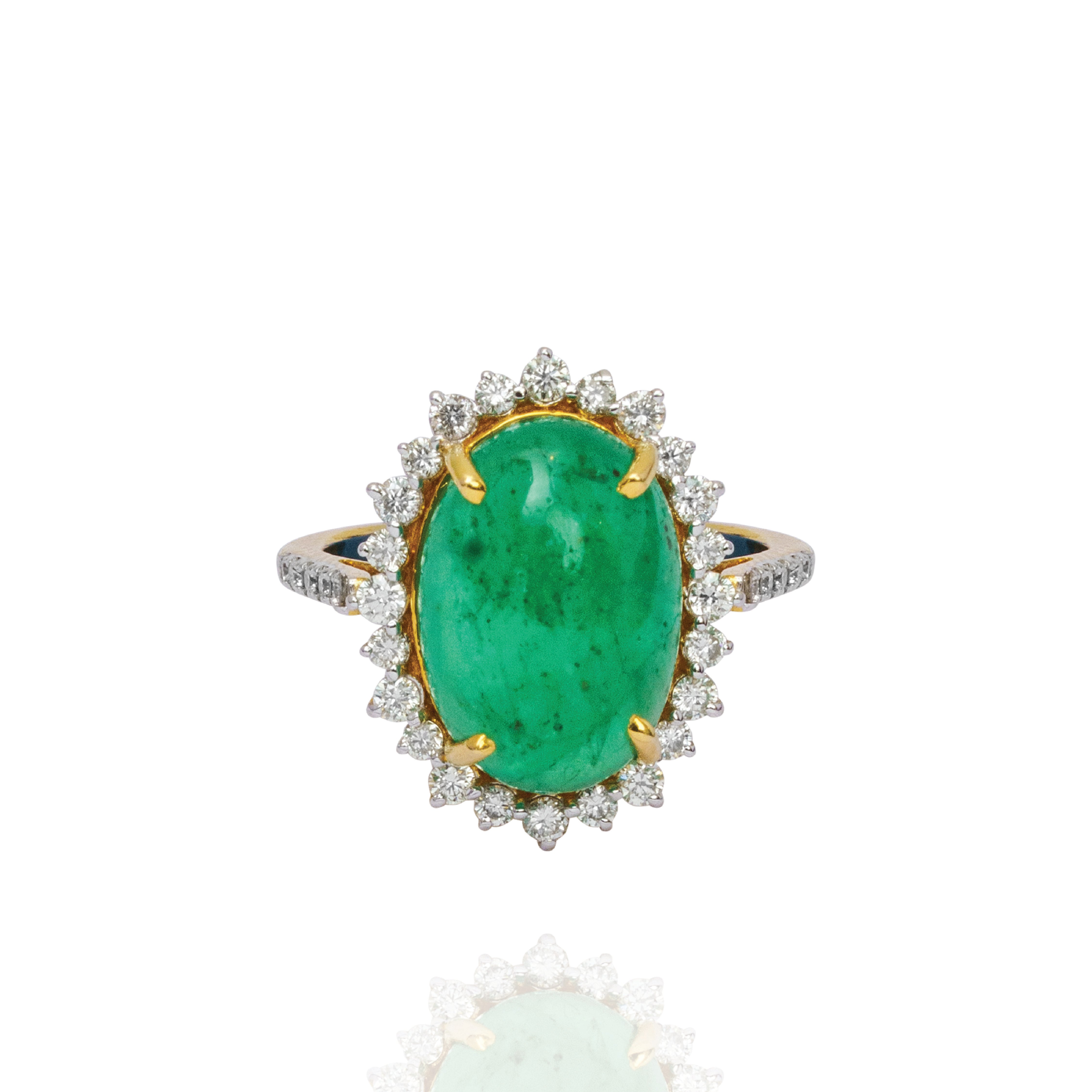 Tansy diamond emerald Ring
