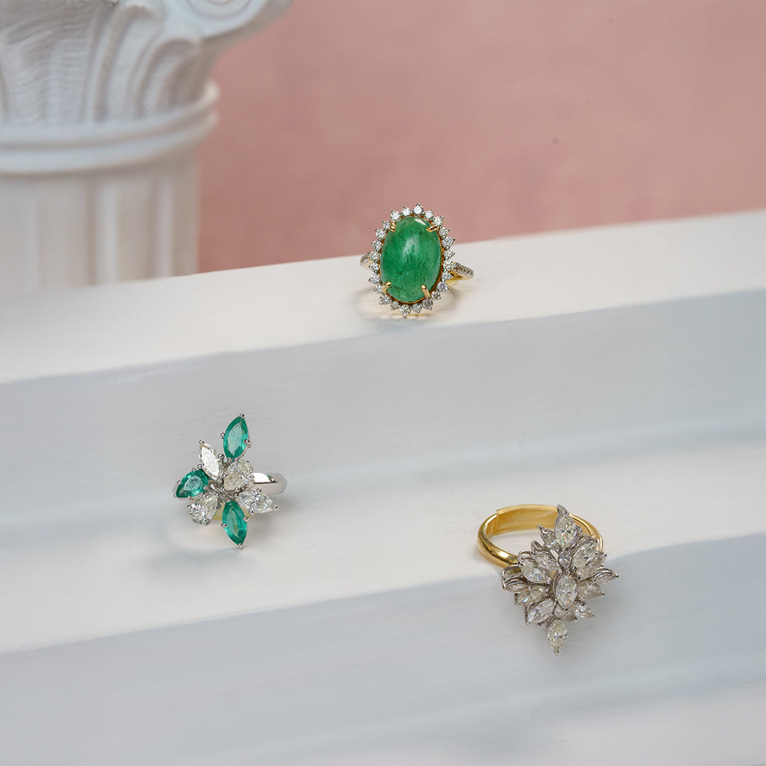 Tansy diamond emerald Ring