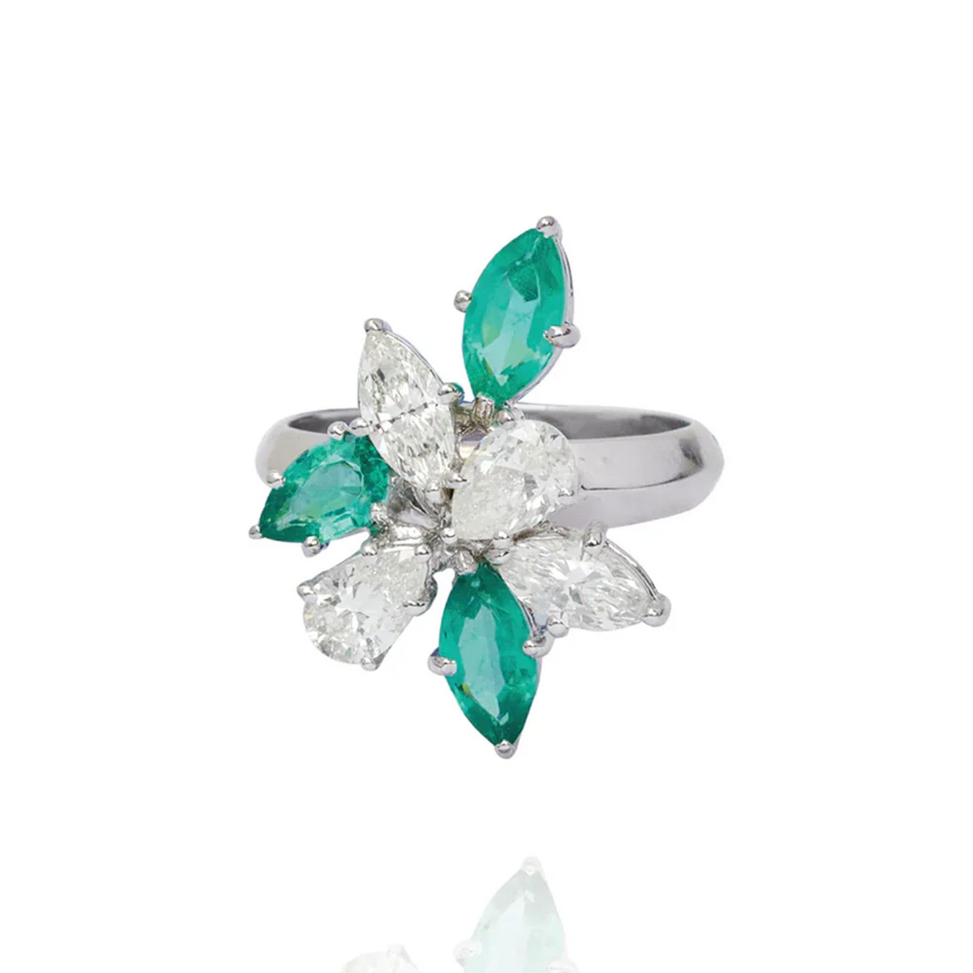 Fern diamond emerald Ring