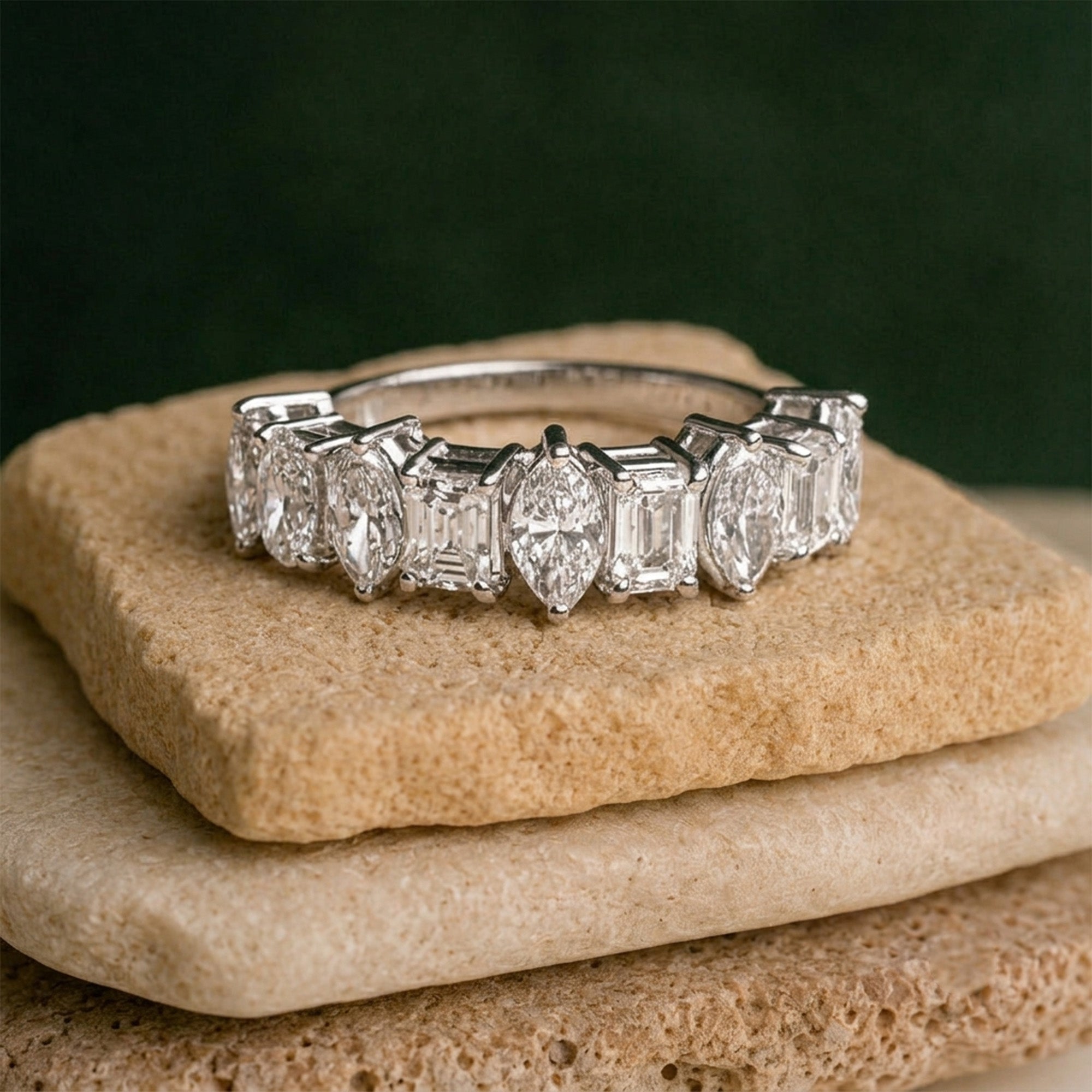 Drop Emerald Cut Diamond Ring