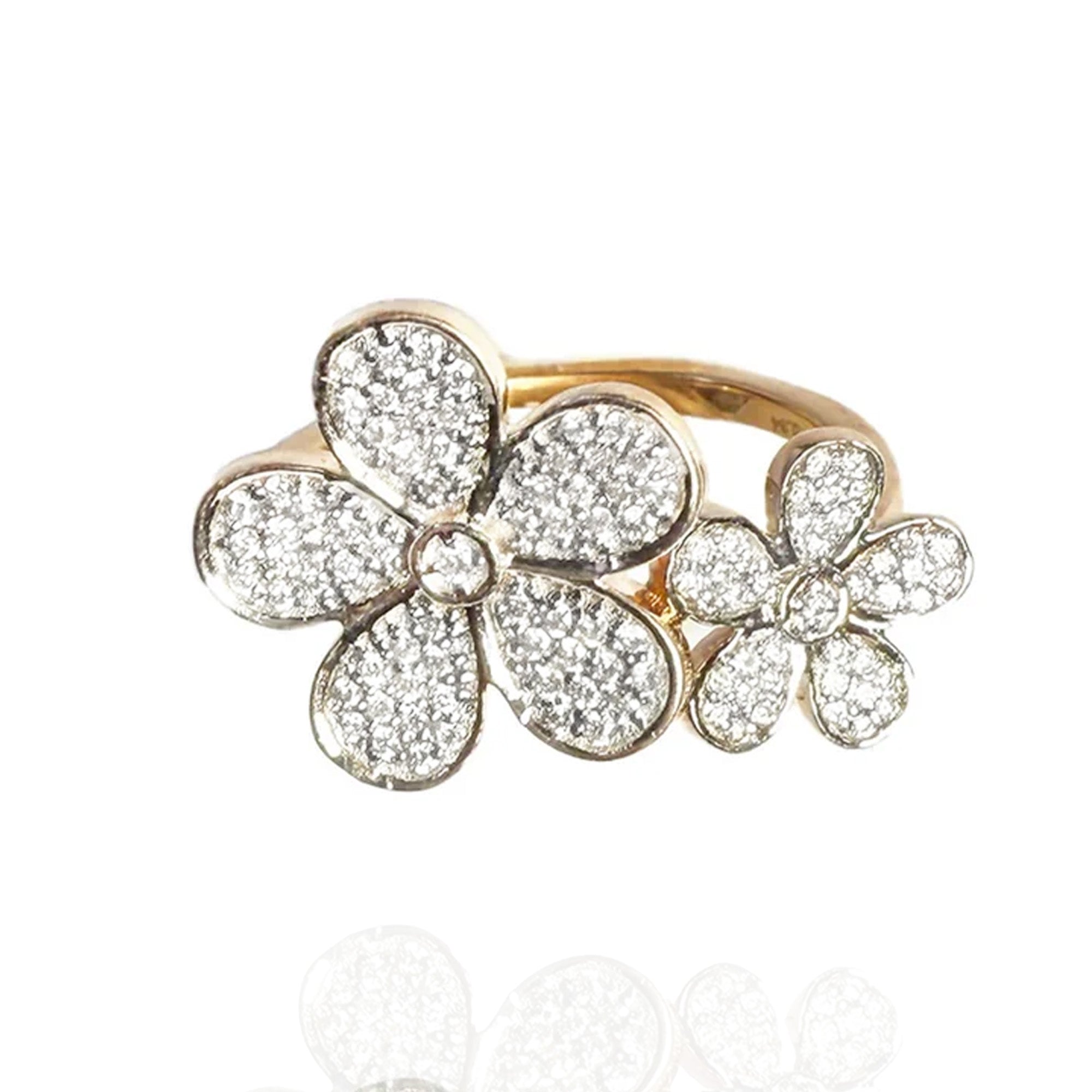 Dual Flower Diamond Ring