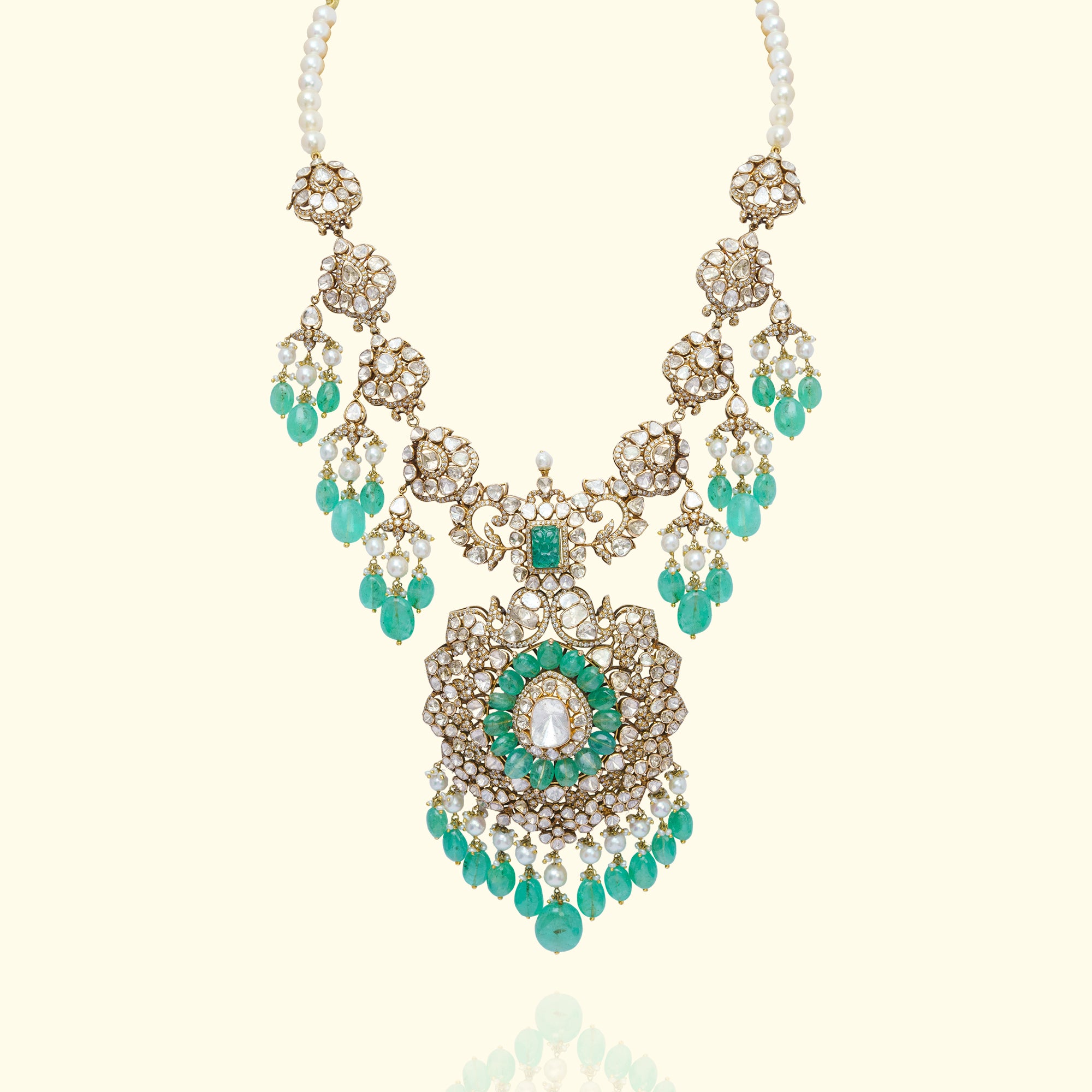 Aafreen Polki emerald Necklace