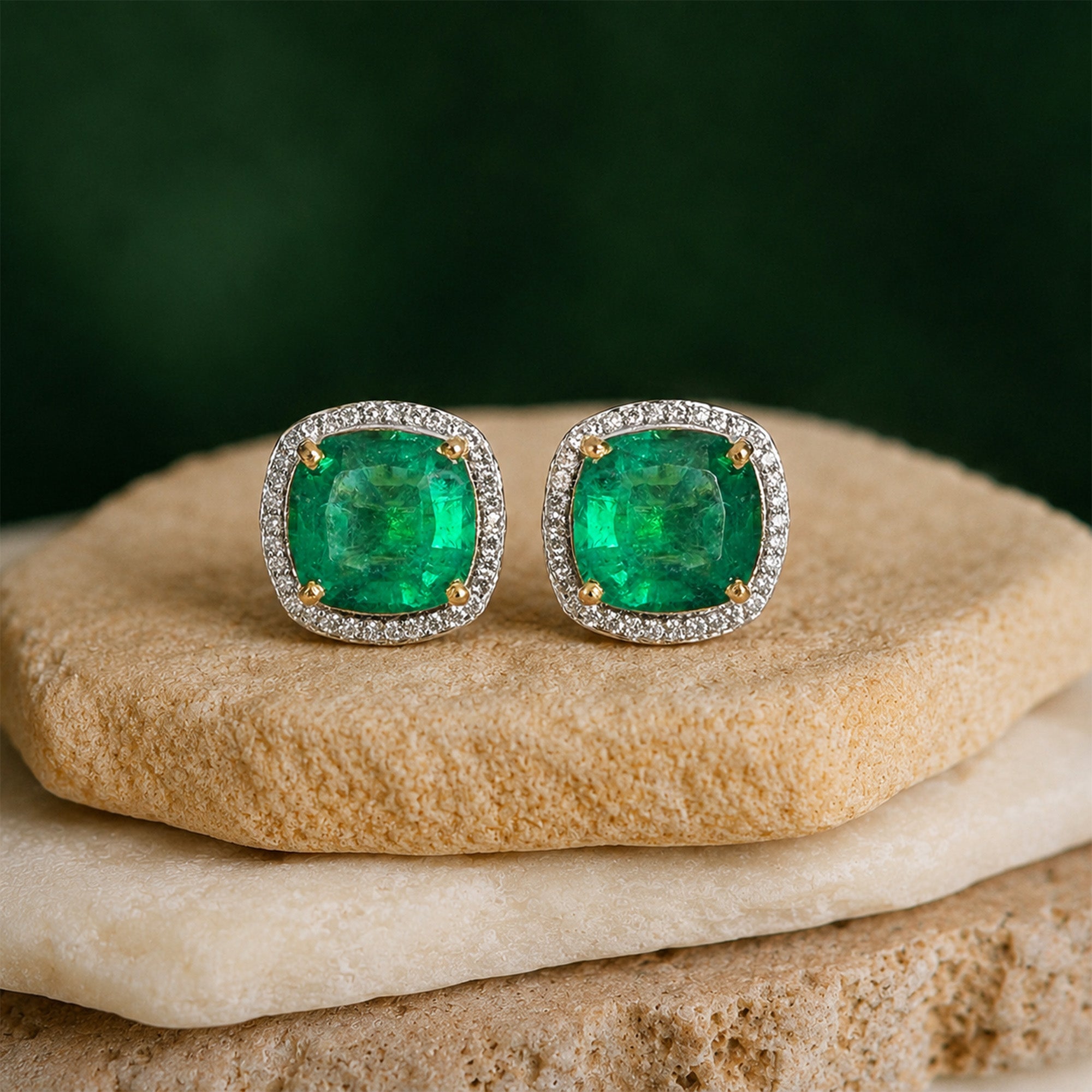 Aveline Diamond Emerald Earrings