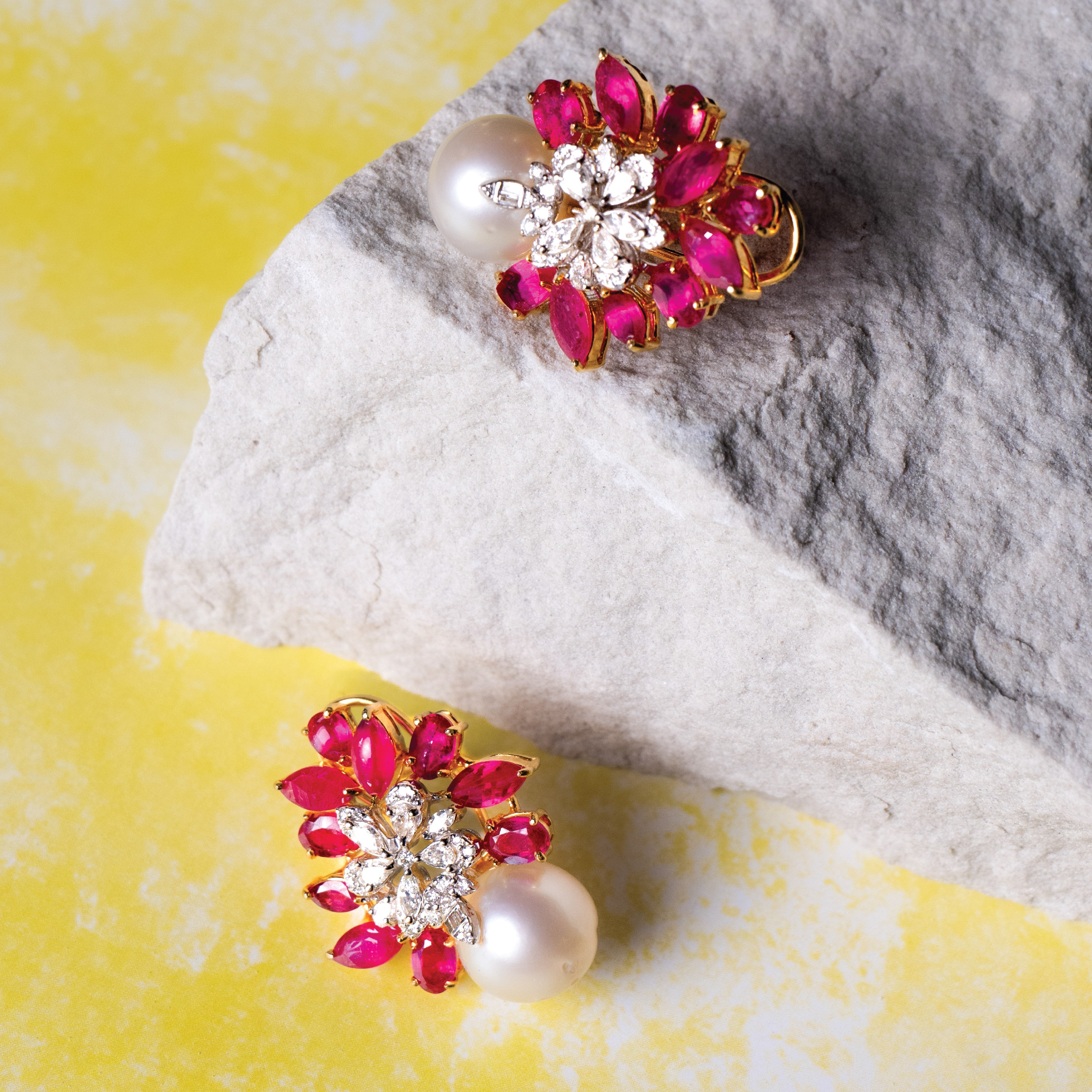 Mirabelle diamond Ruby Earrings