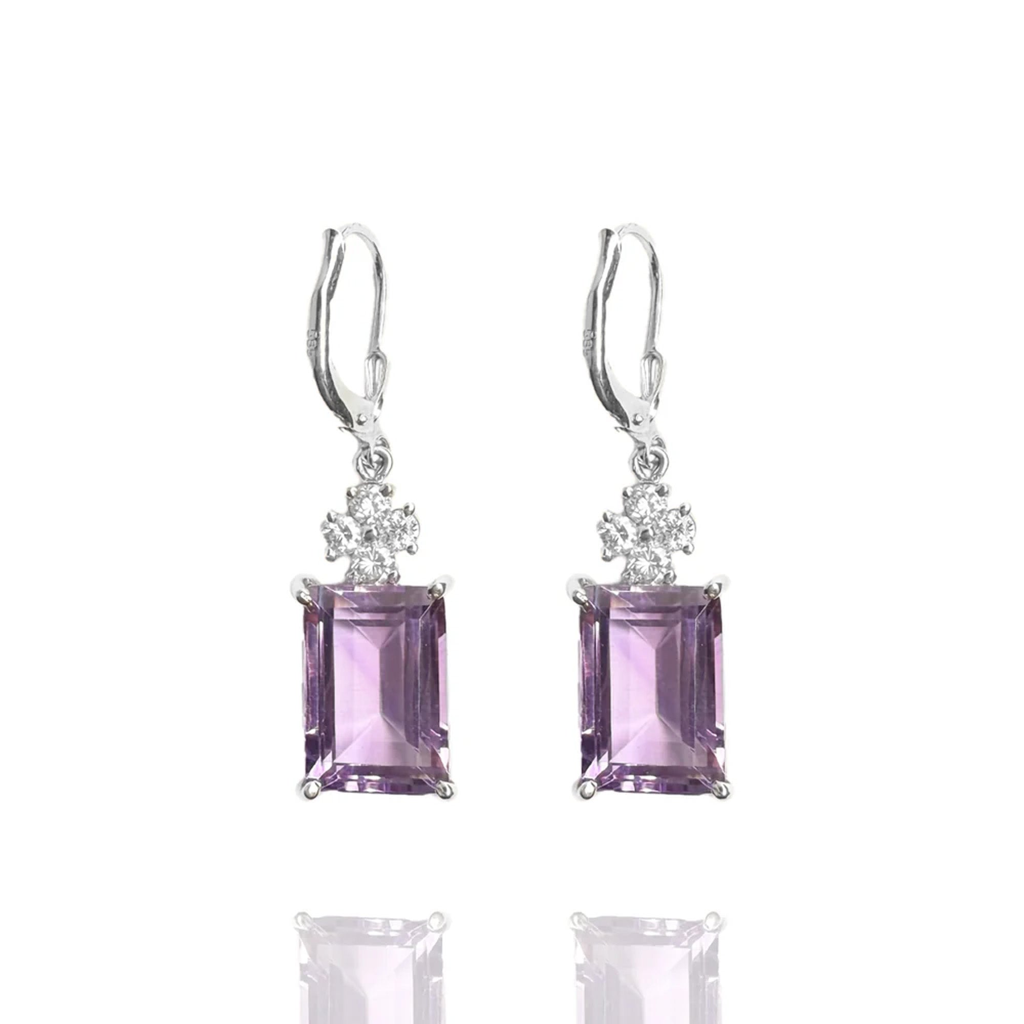 Plume Diamond Amethyst Earrings