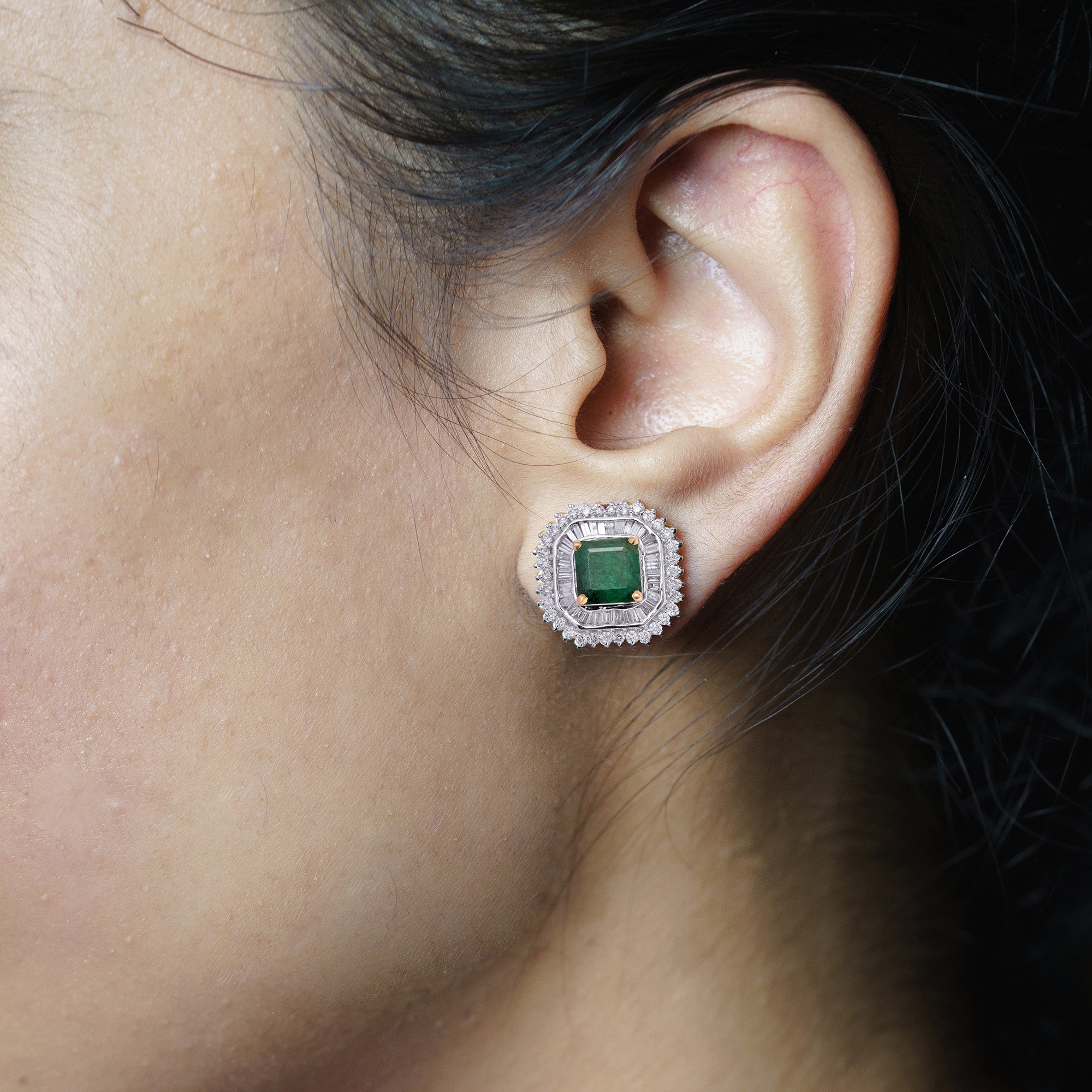 Delilah diamond Emerald earrings