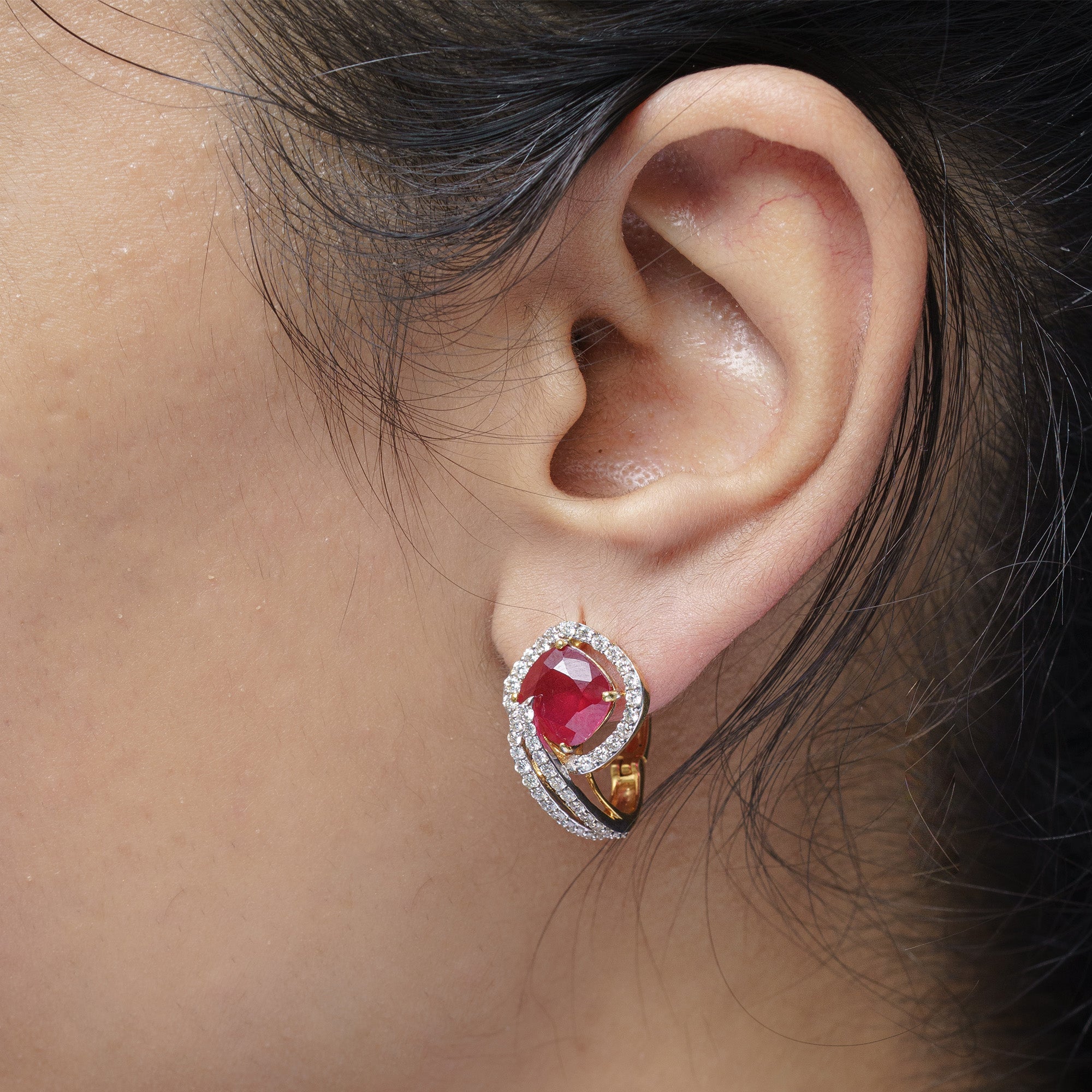 Crestora diamond ruby earrings