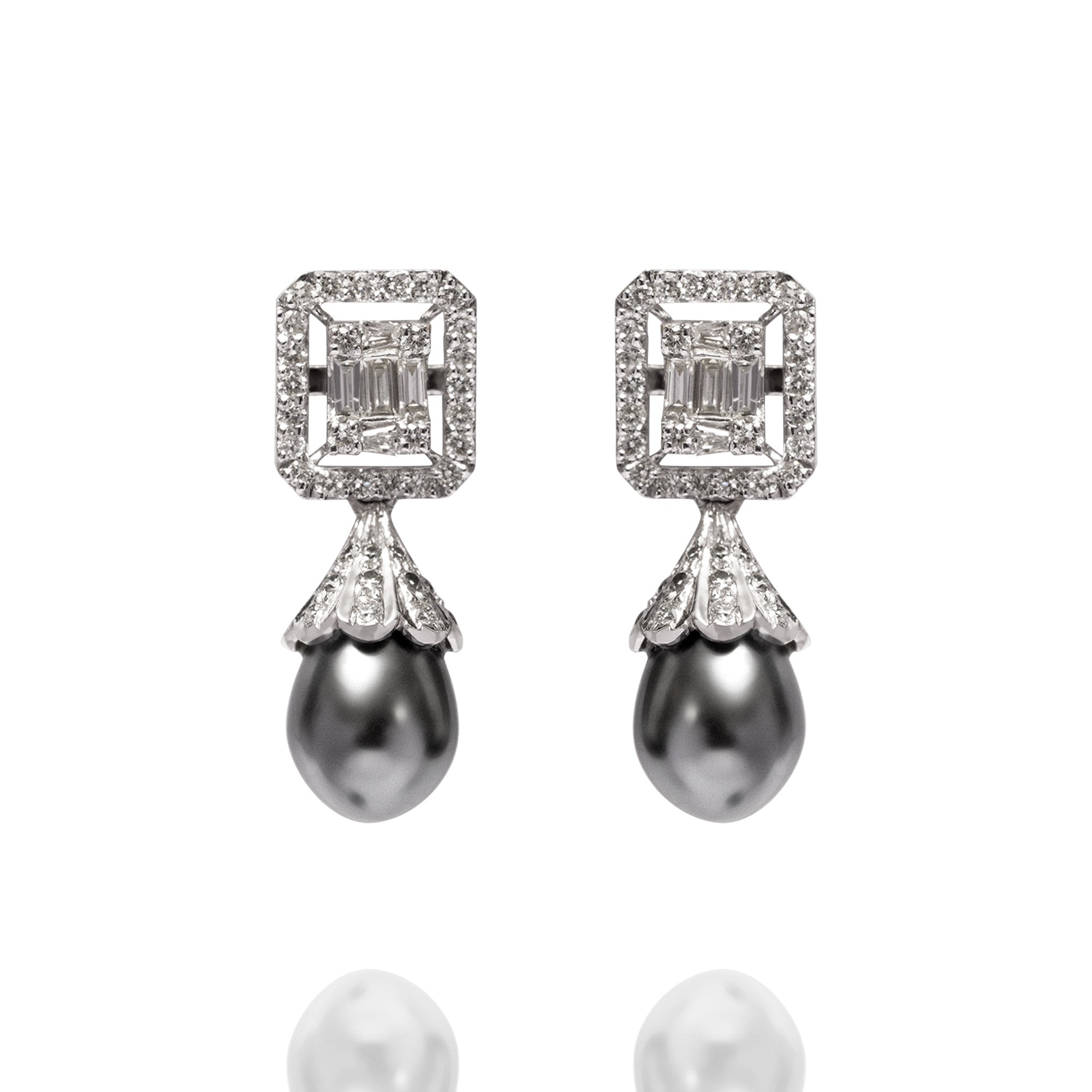 Audrey diamond Pearl drop earrings
