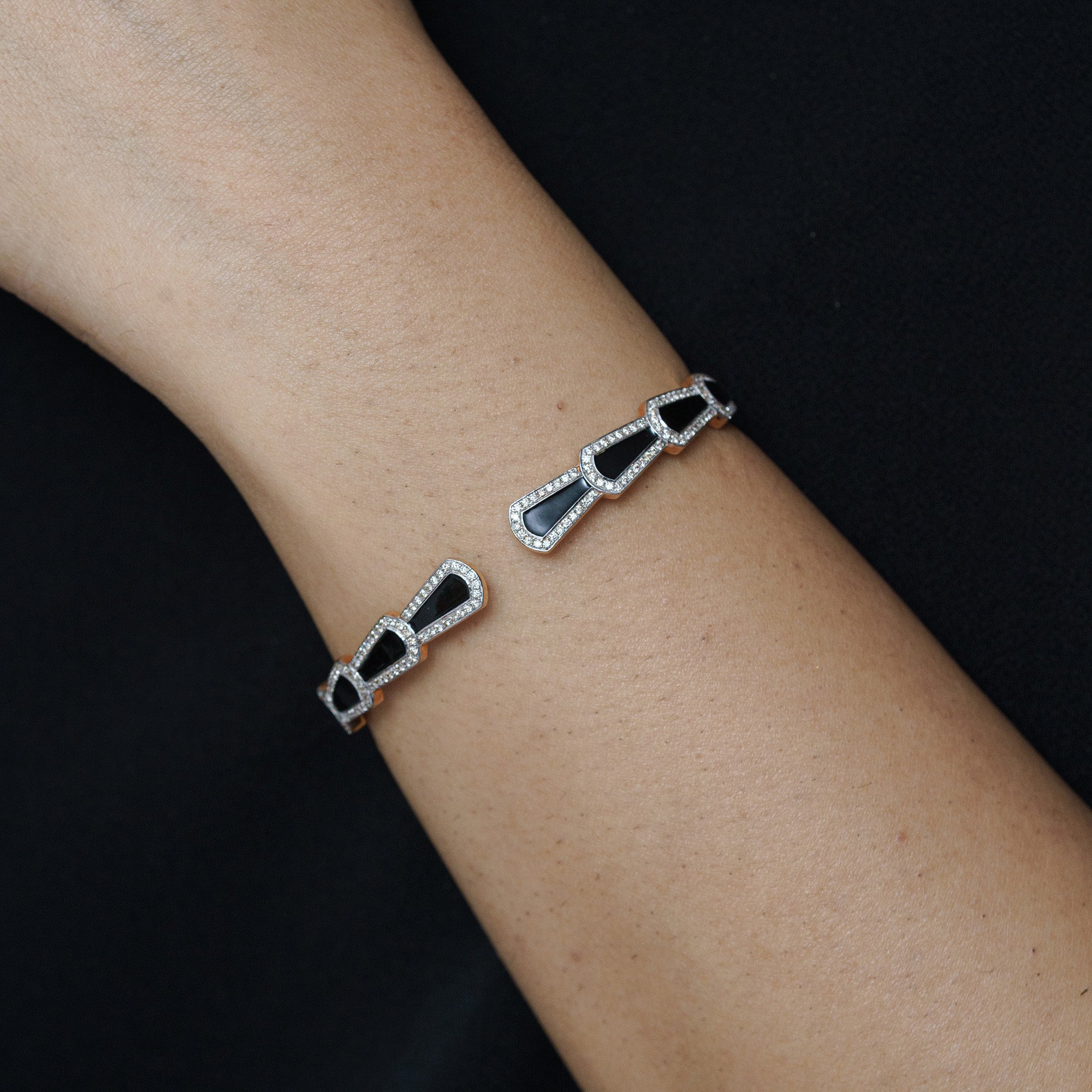Coretta Diamond Black Onyx Bangle