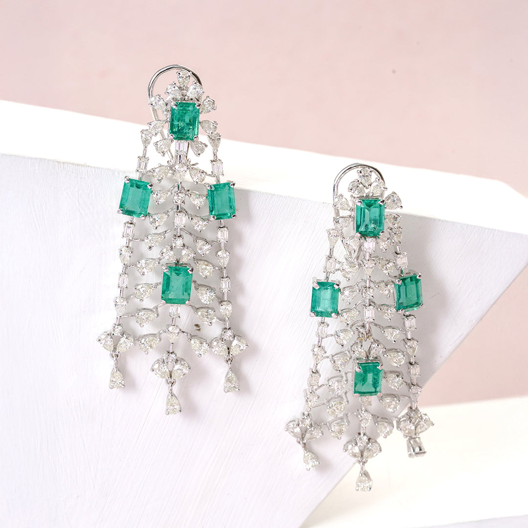 Emeren Royale Diamond Emerald Earrings