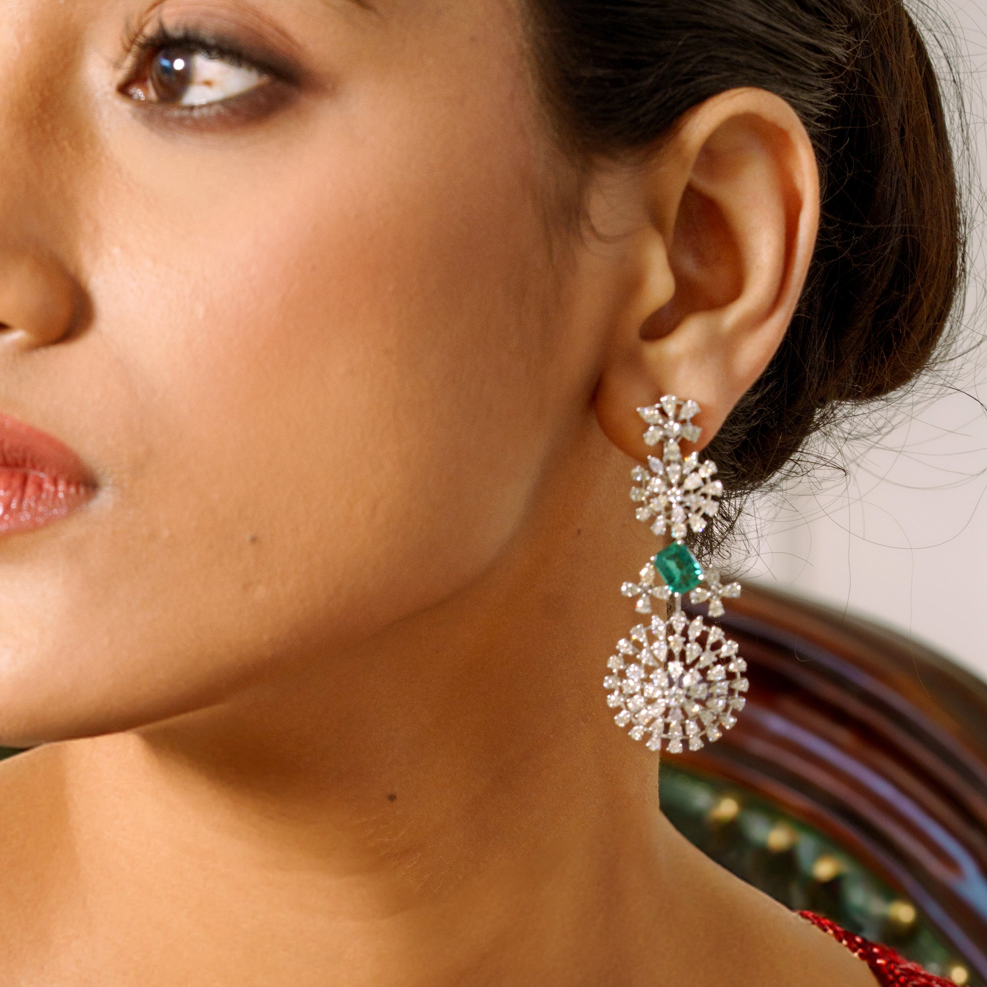 Eden Royale Diamond Emerald Earrings
