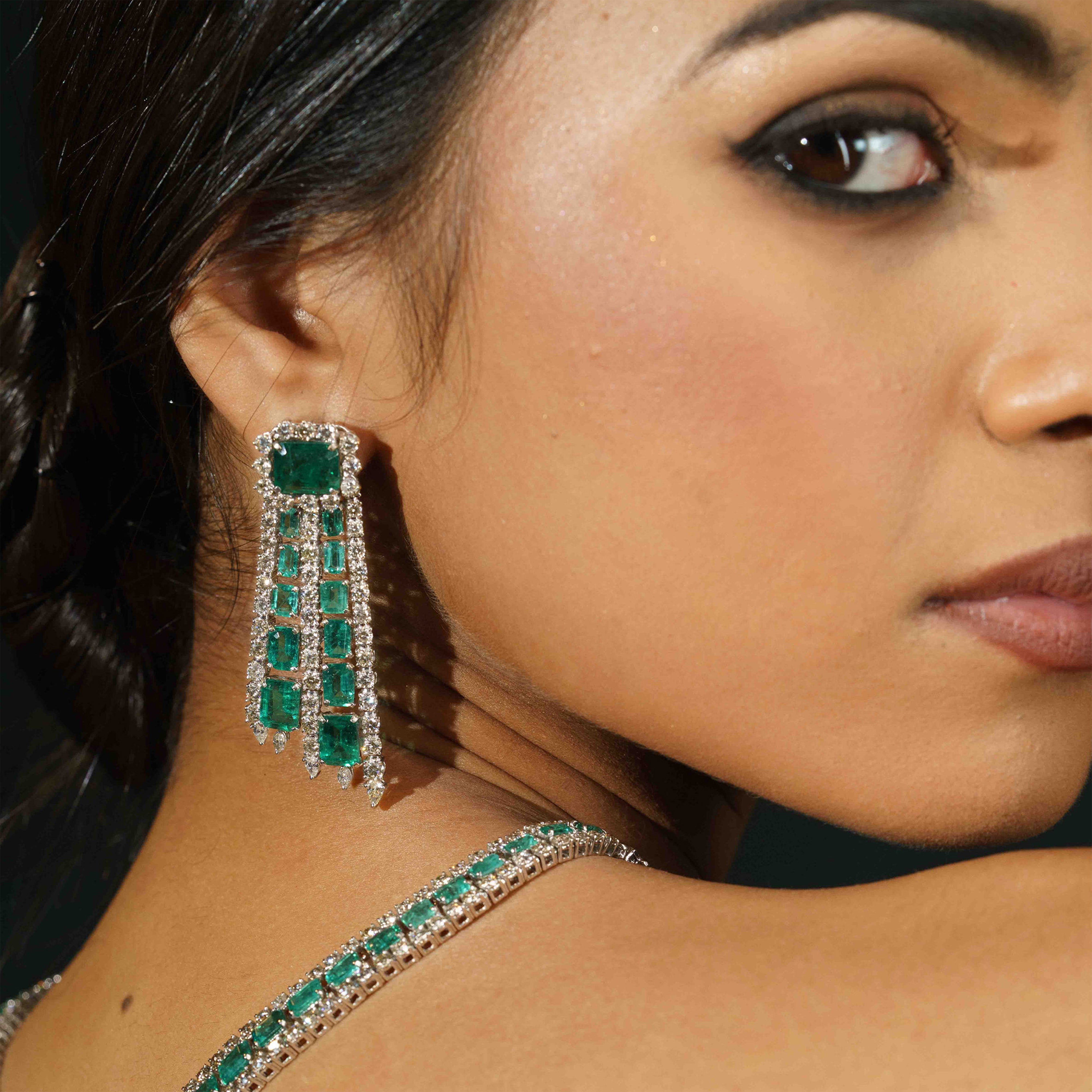 Lunara Diamond Emerald Earrings