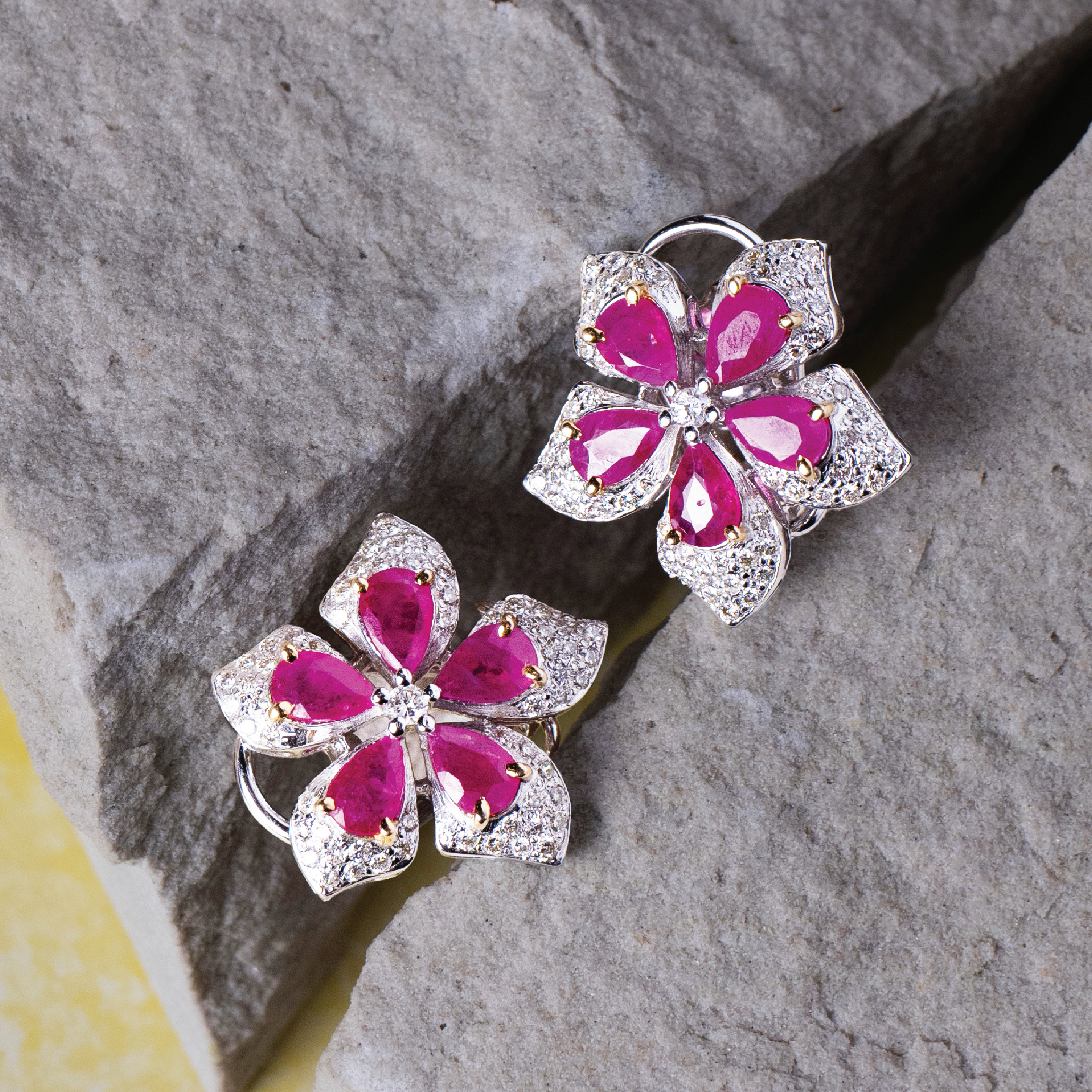 Rosea diamond Ruby Earrings