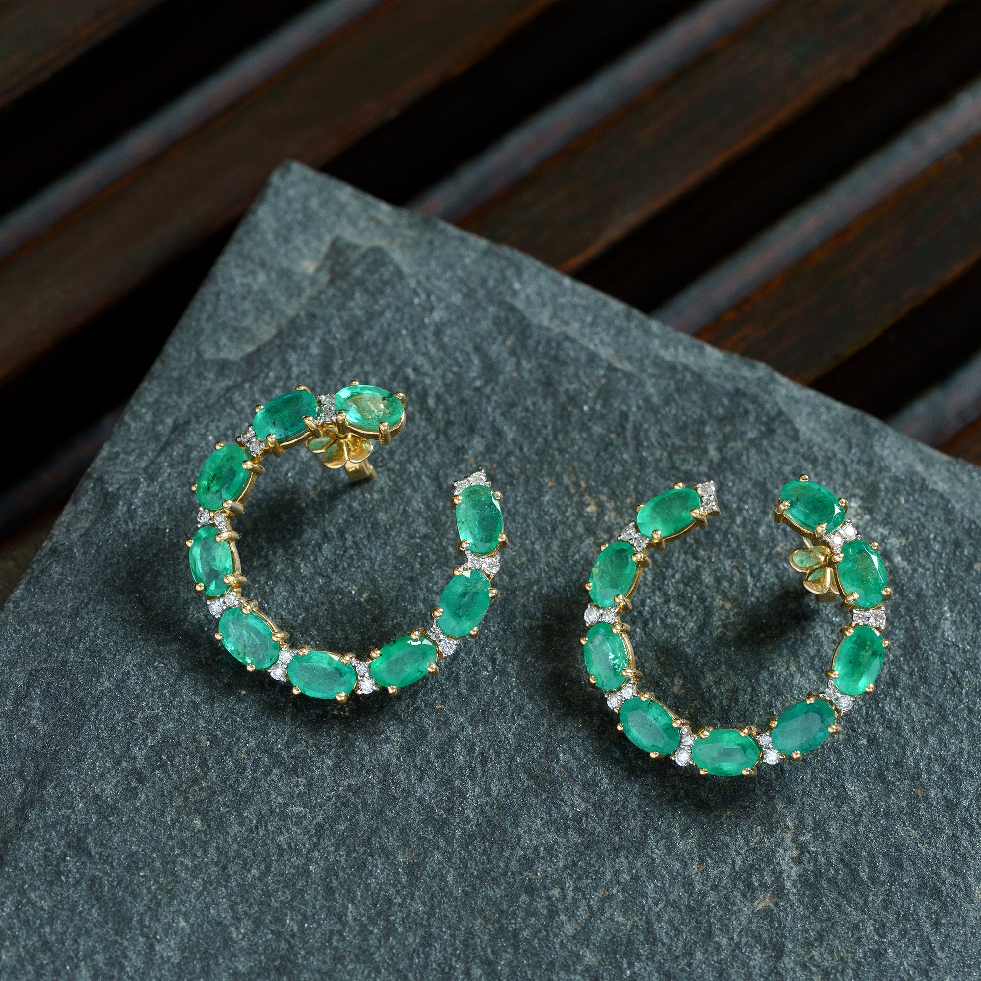 Kiera Diamond Emerald Earrings