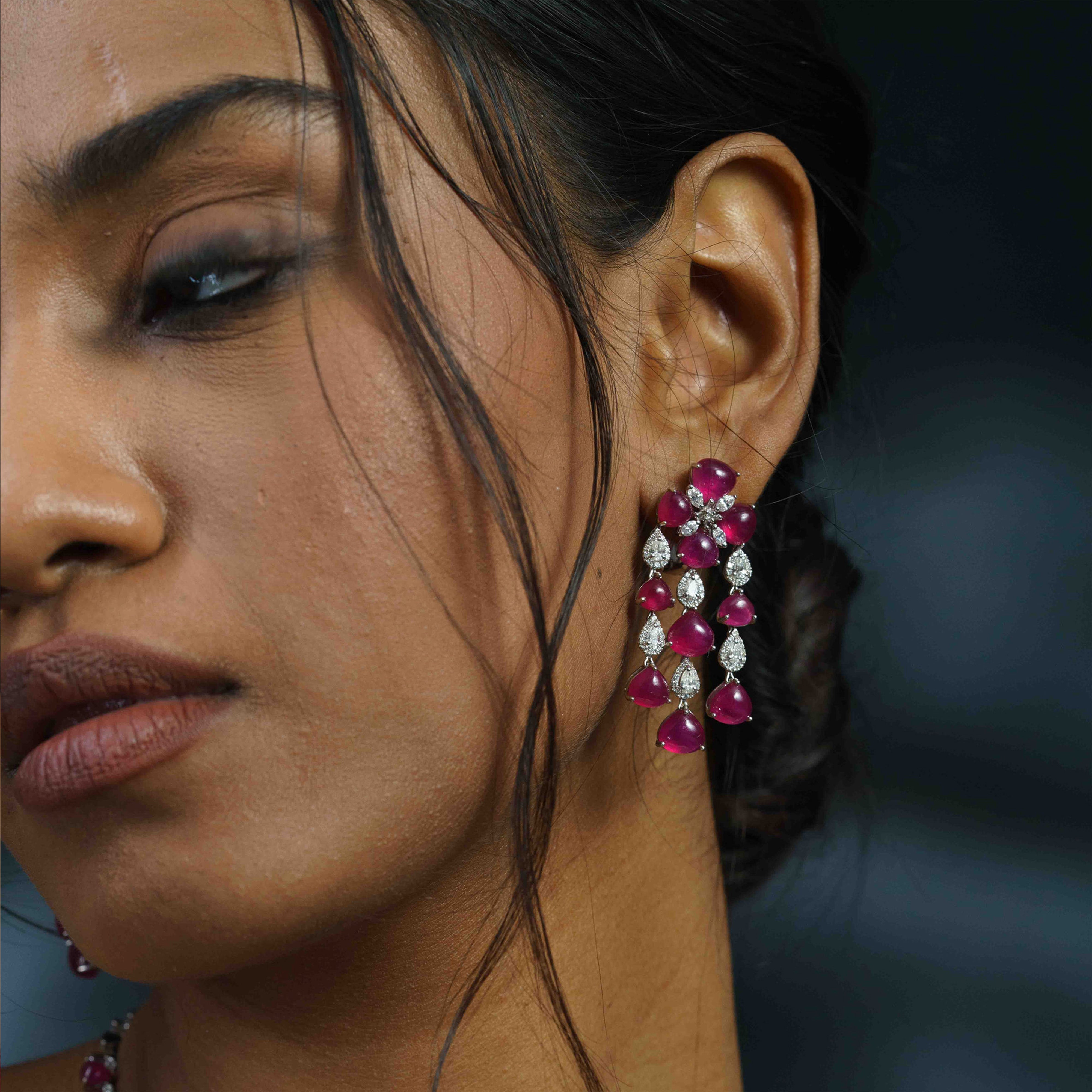 Ariel Diamond Ruby Earrings