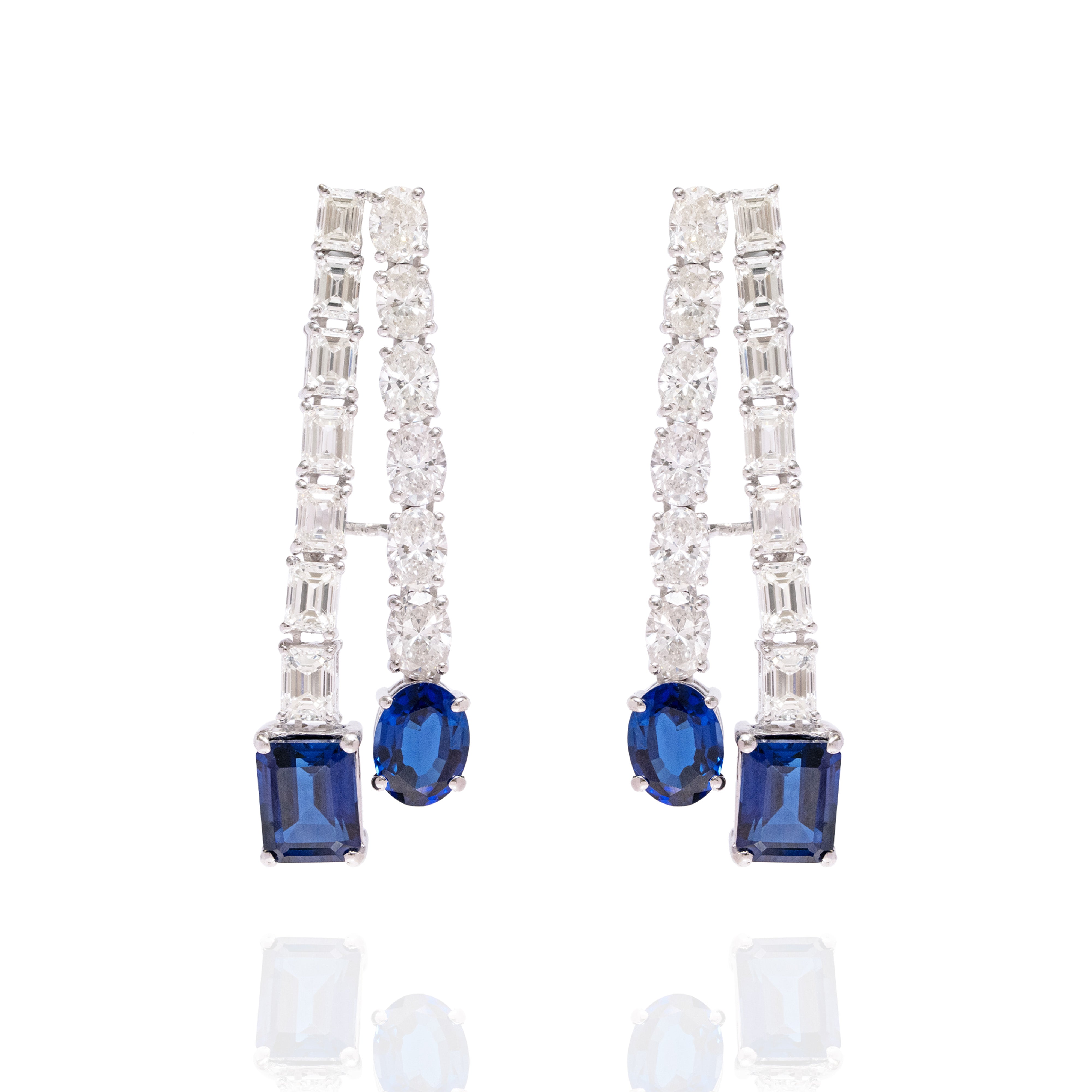 Thira Double Layer Diamond Sapphire Earrings