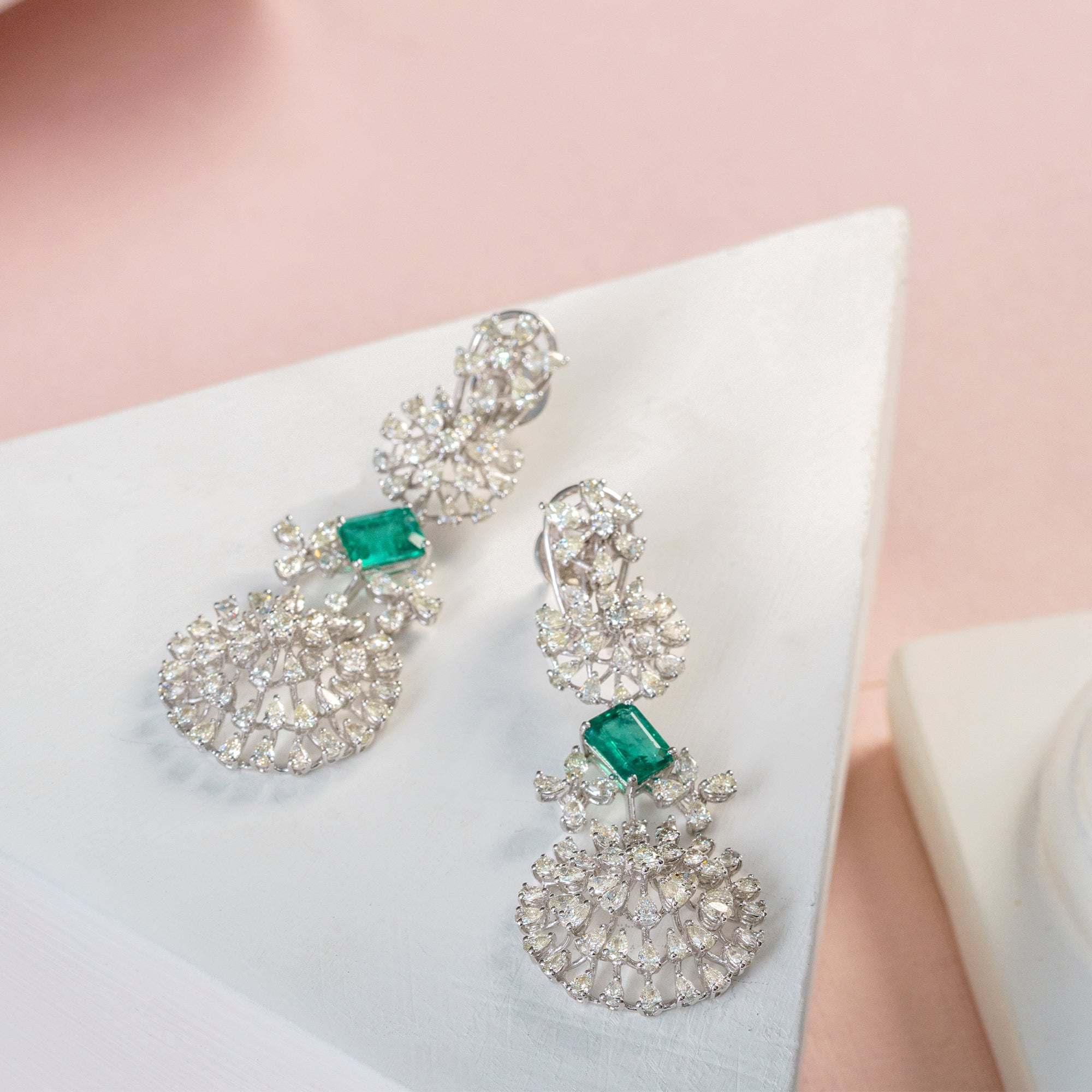 Eden Royale Diamond Emerald Earrings