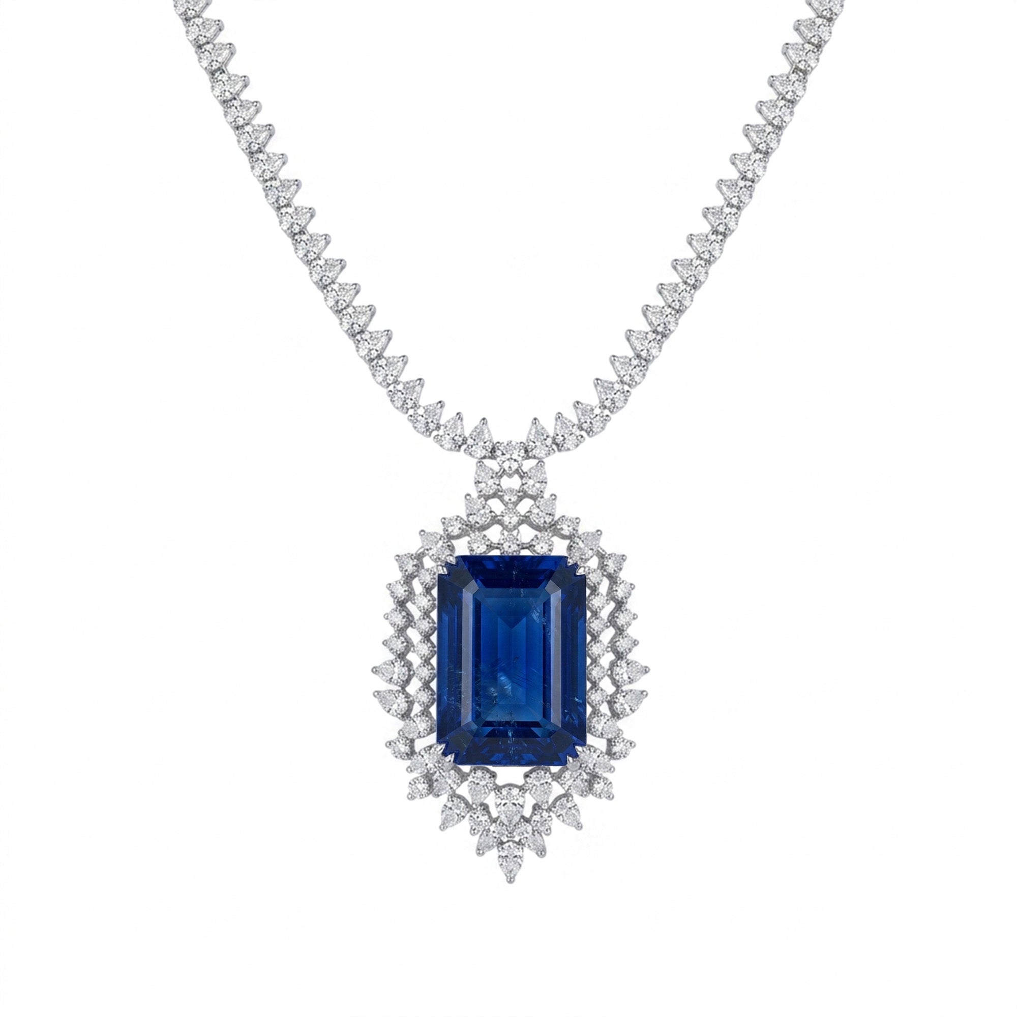 Evy diamond blue coloured stone Pendant