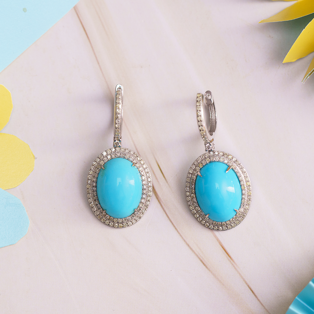 Grande Diamond Turquoise Earrings