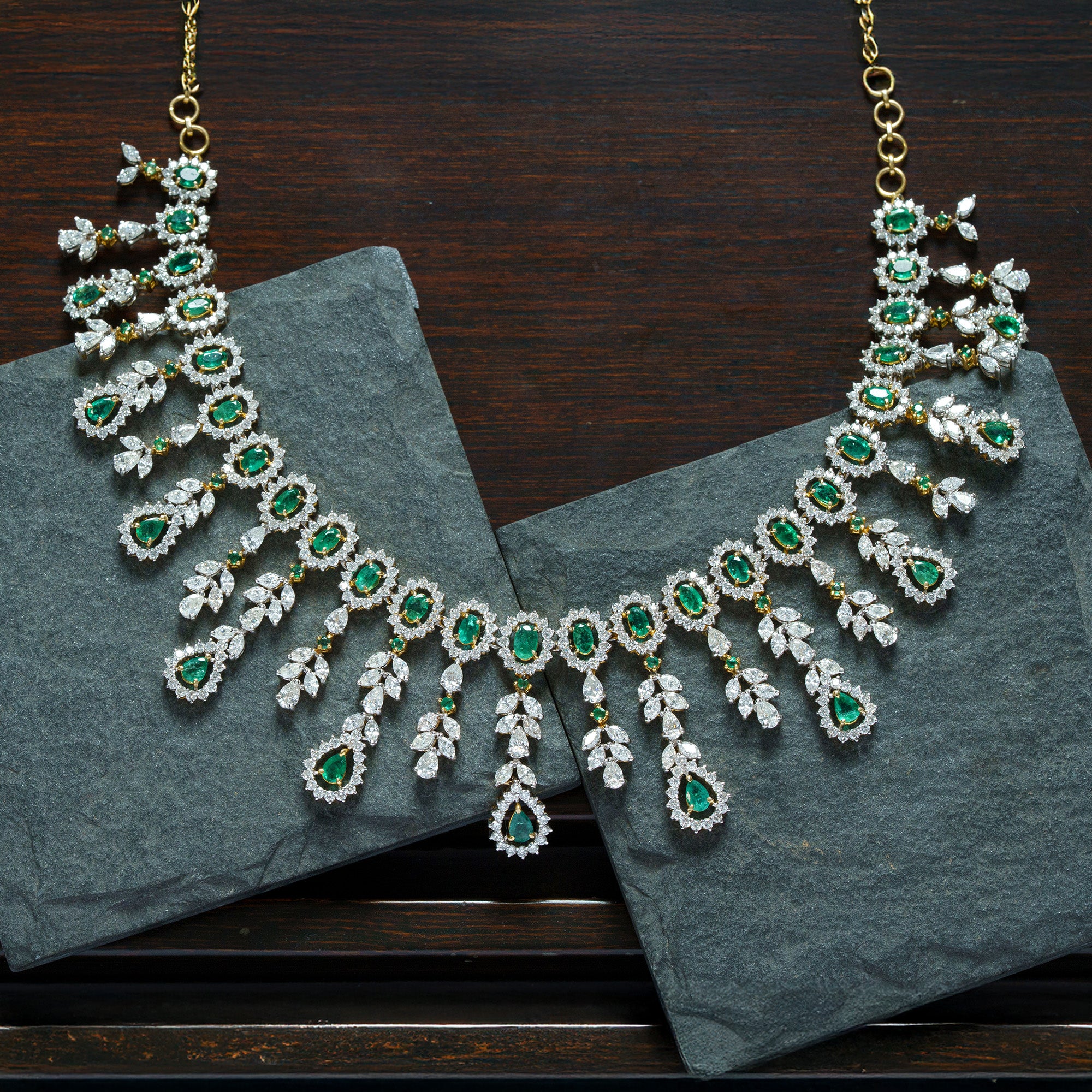 Imperial Diamond Emerald Necklace