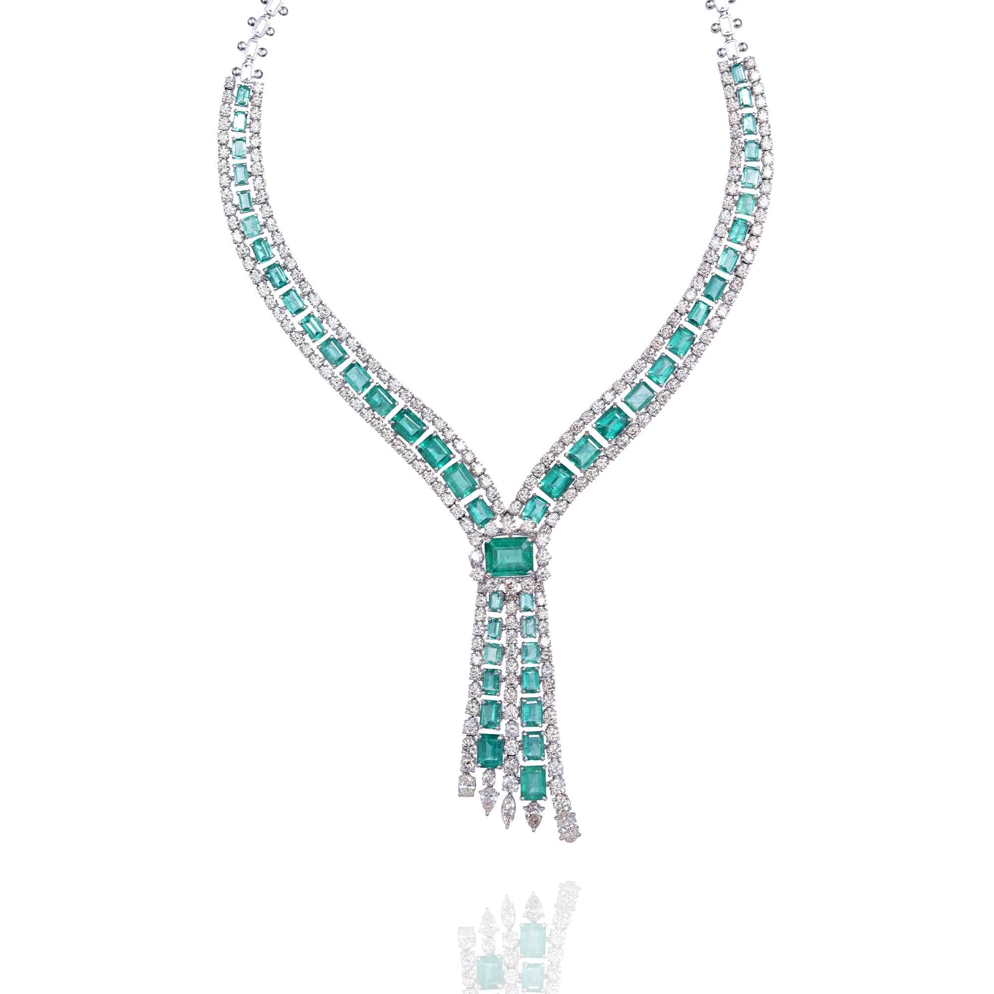 Lunara Diamond Emerald Necklace