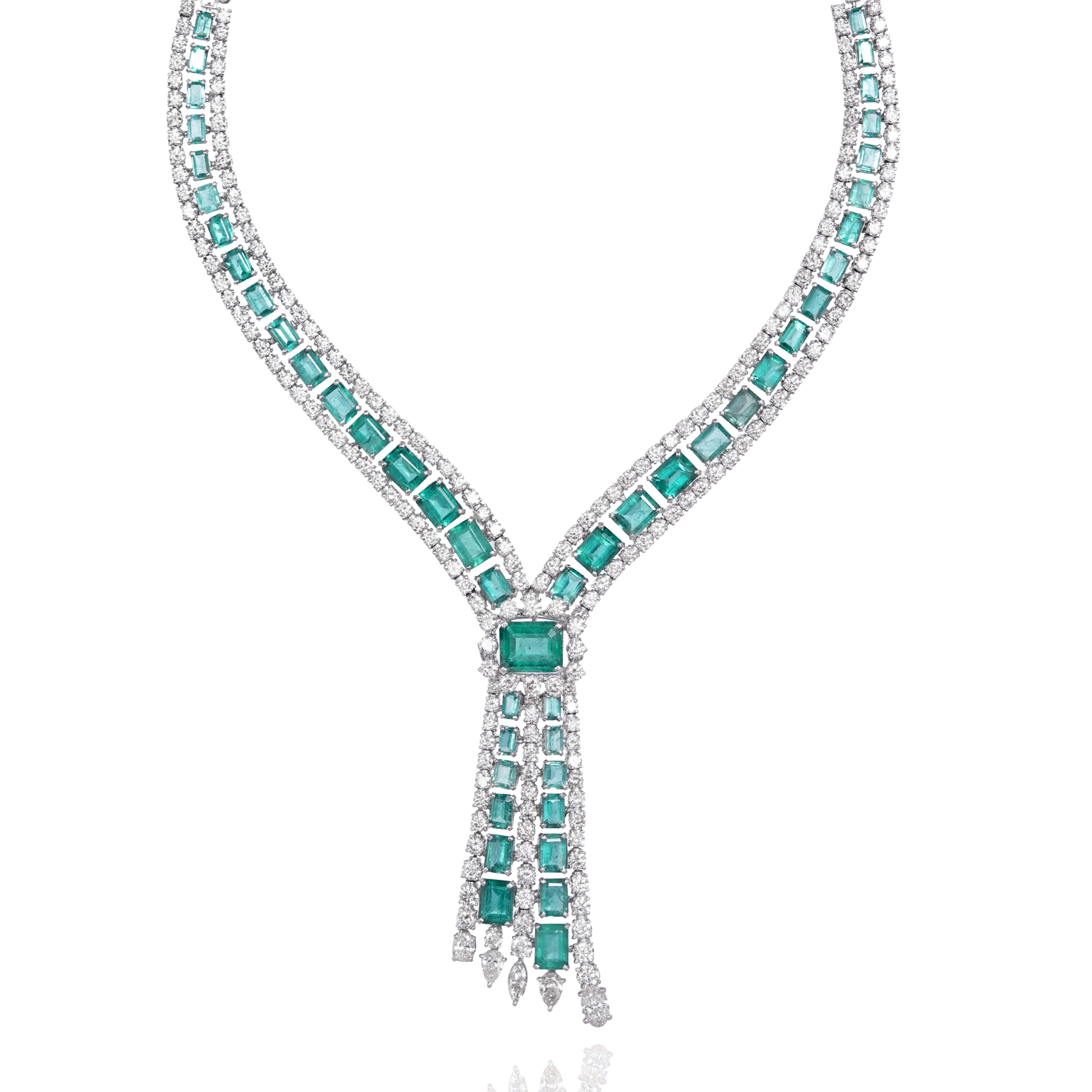 Lunara Diamond Emerald Necklace