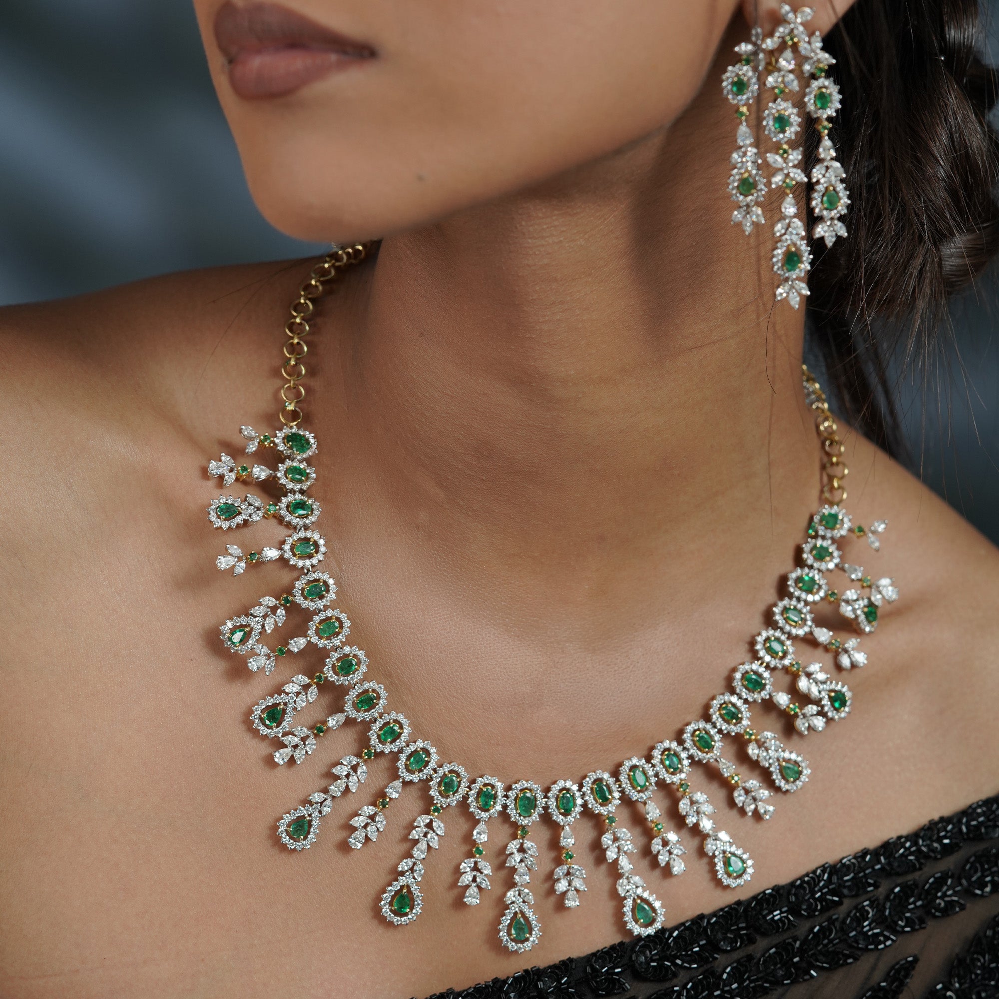 Imperial Diamond Emerald Necklace