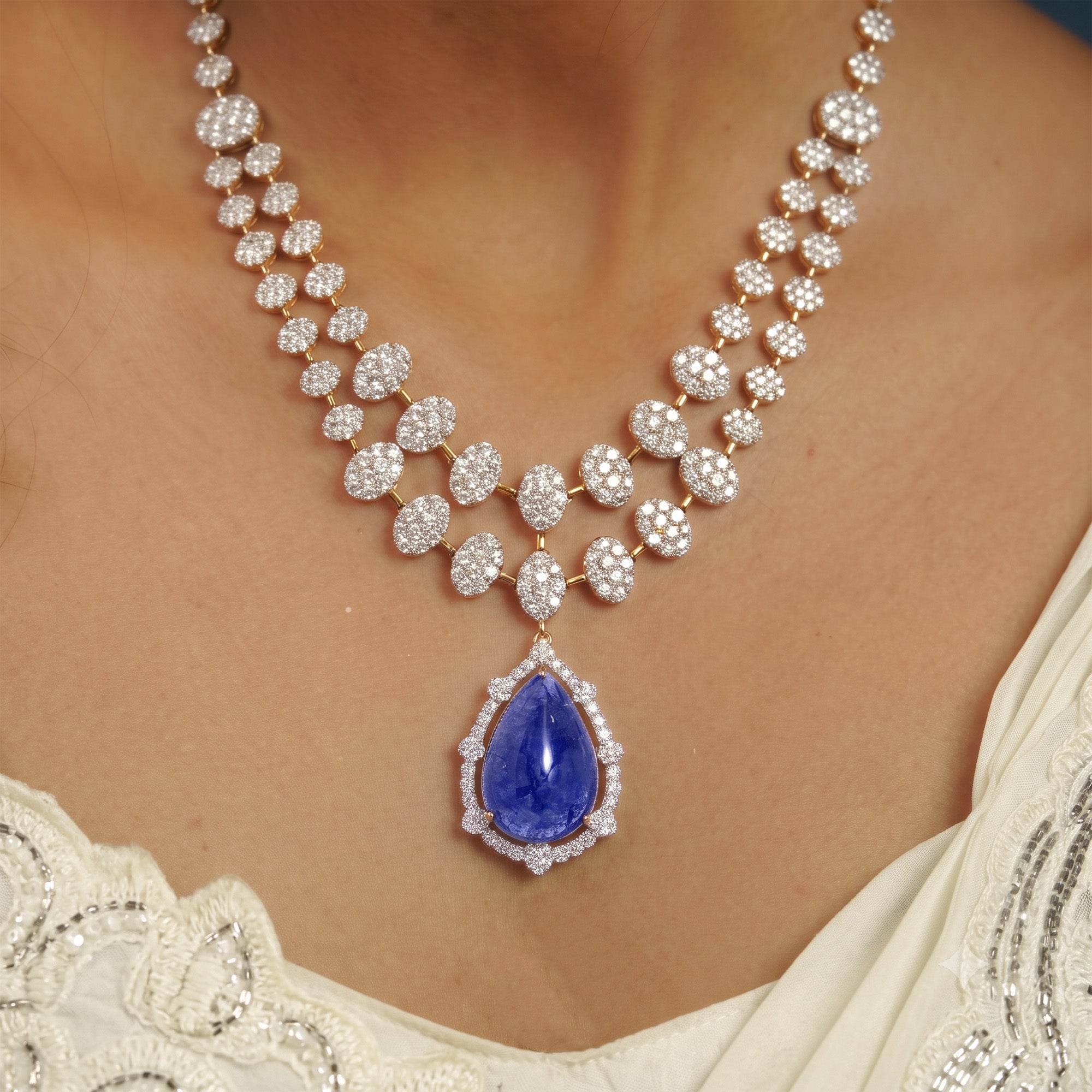 Stellaria Diamond Tanzanite Necklace