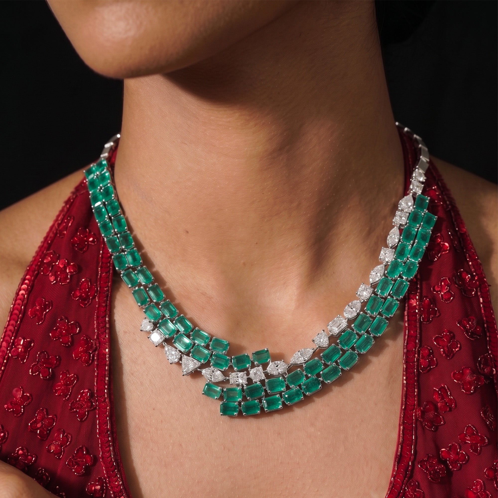 Zoya Diamond Emerald Necklace