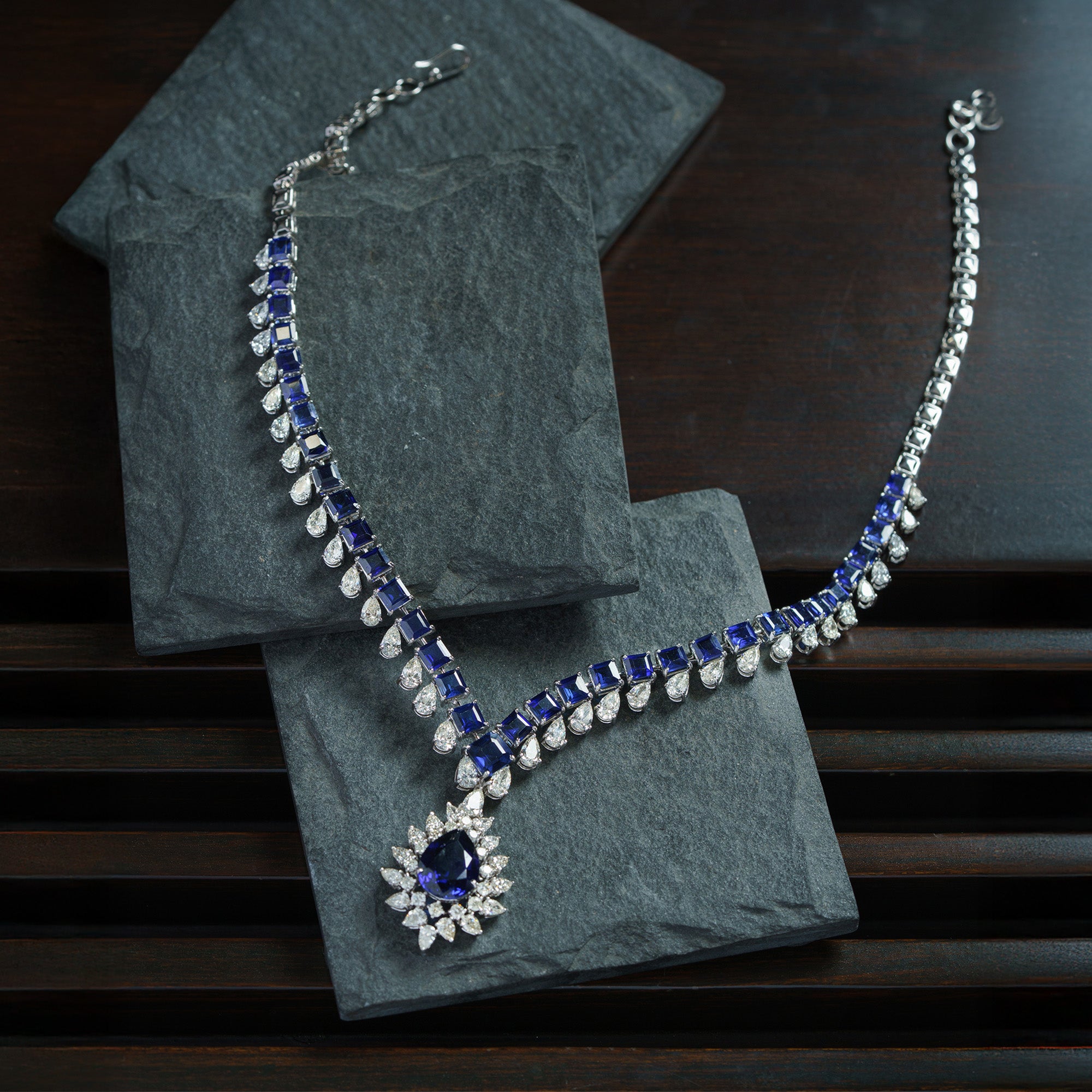 Aethel Diamond Sapphire Necklace