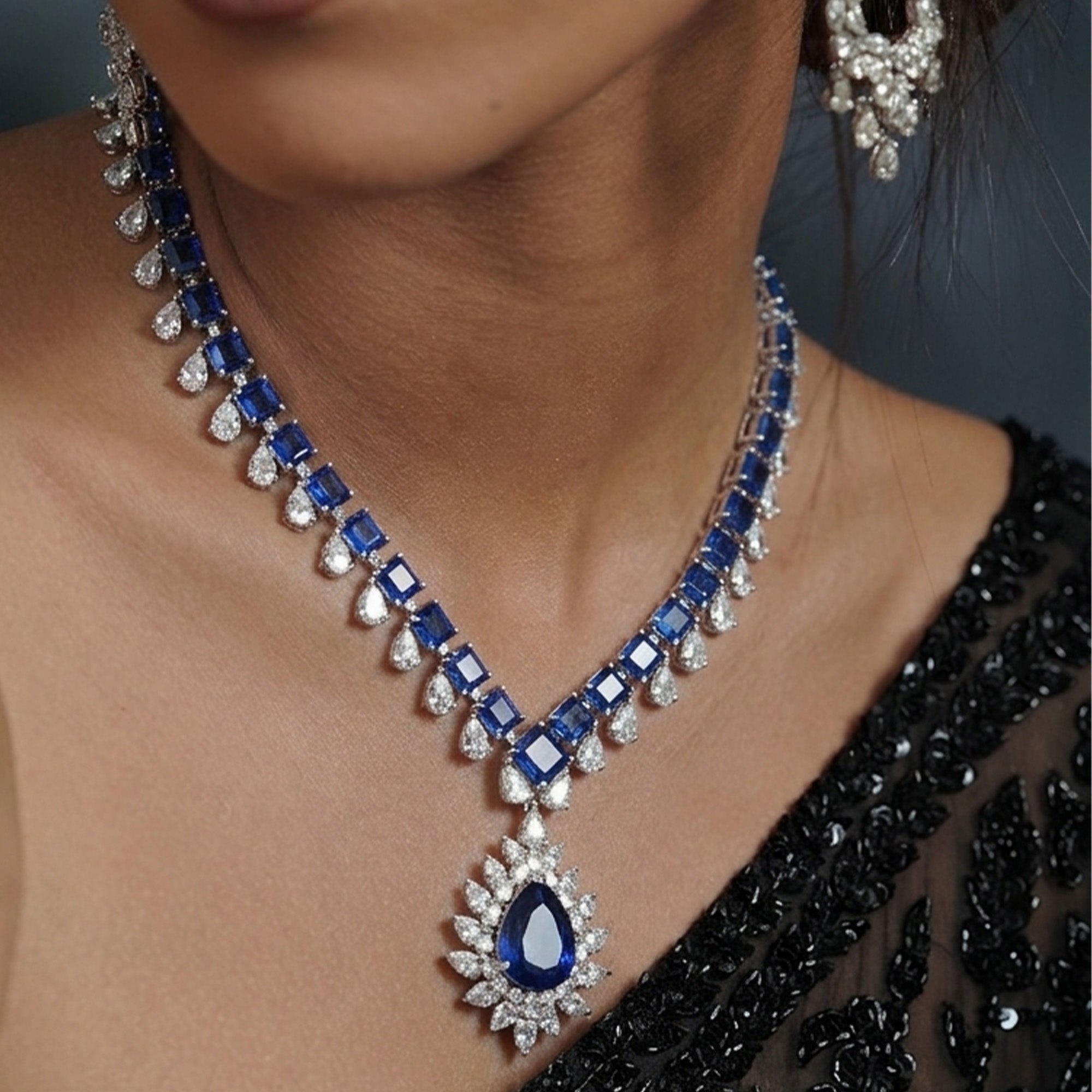Aethel Diamond Sapphire Necklace