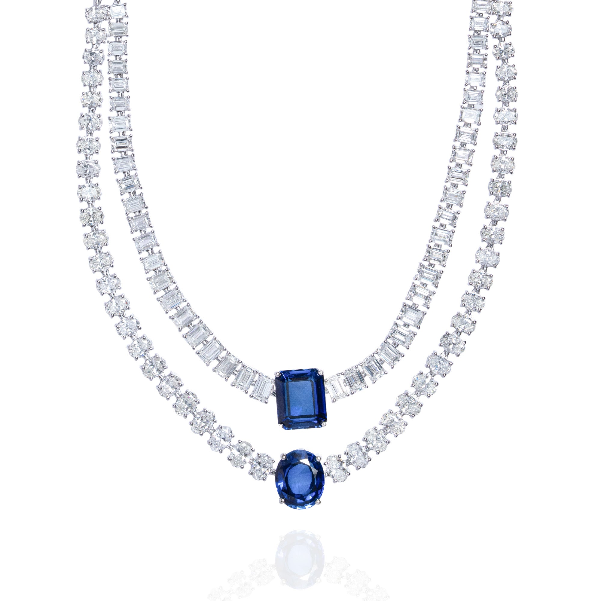 Thira Double Layer Diamond Sapphire Necklace