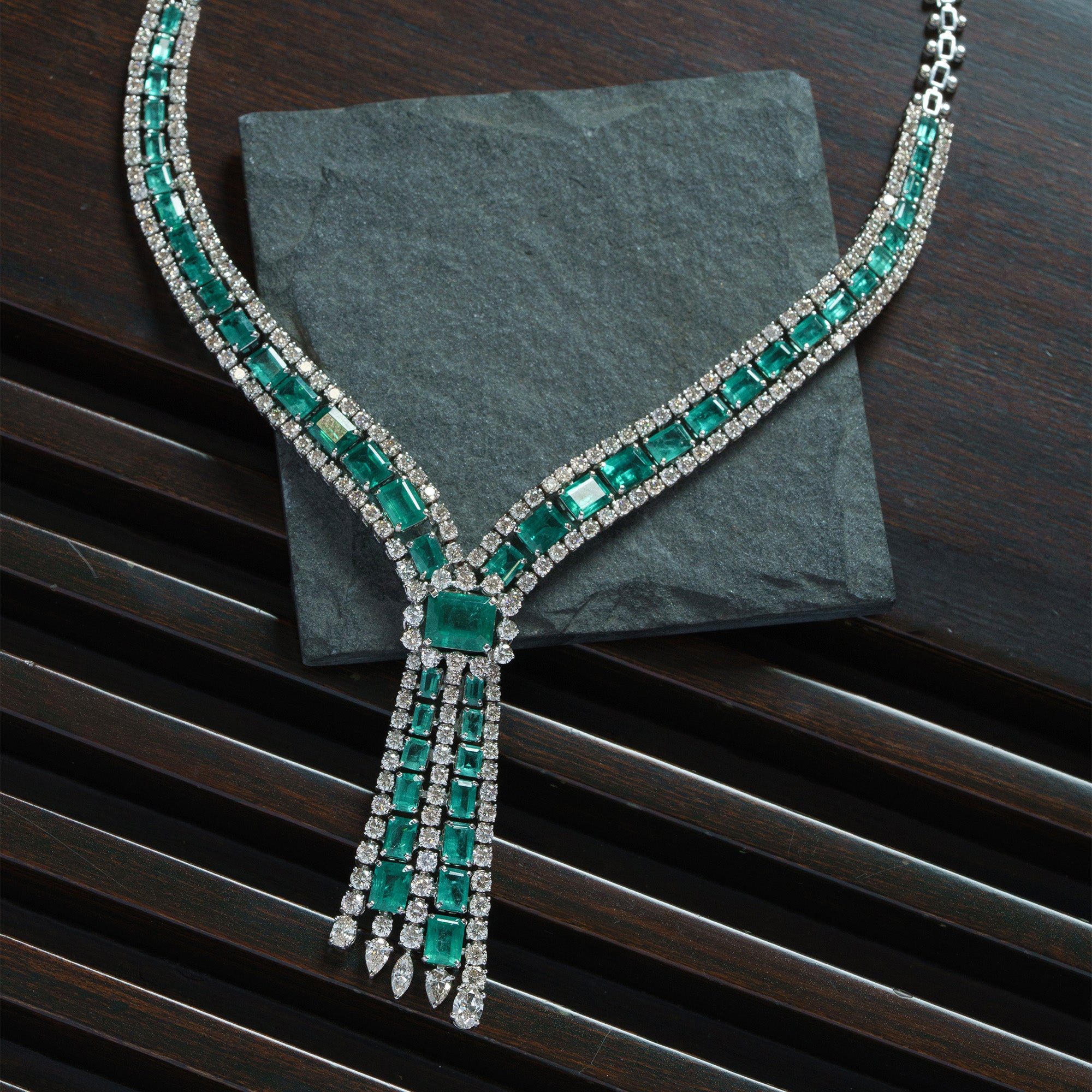 Lunara Diamond Emerald Necklace