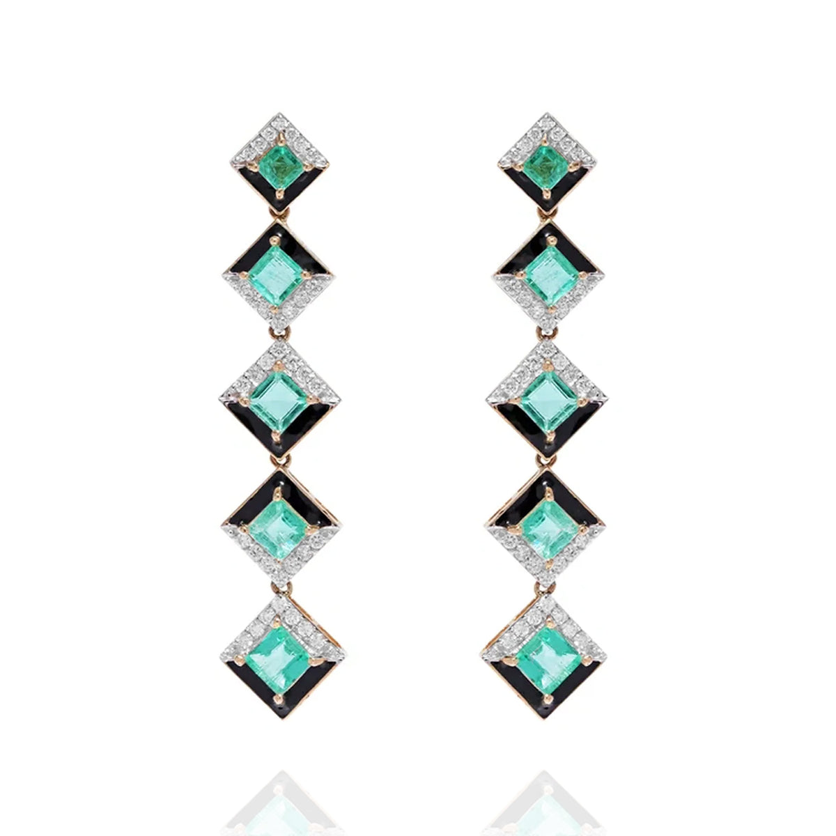 Quinn Diamond Emerald Earrings