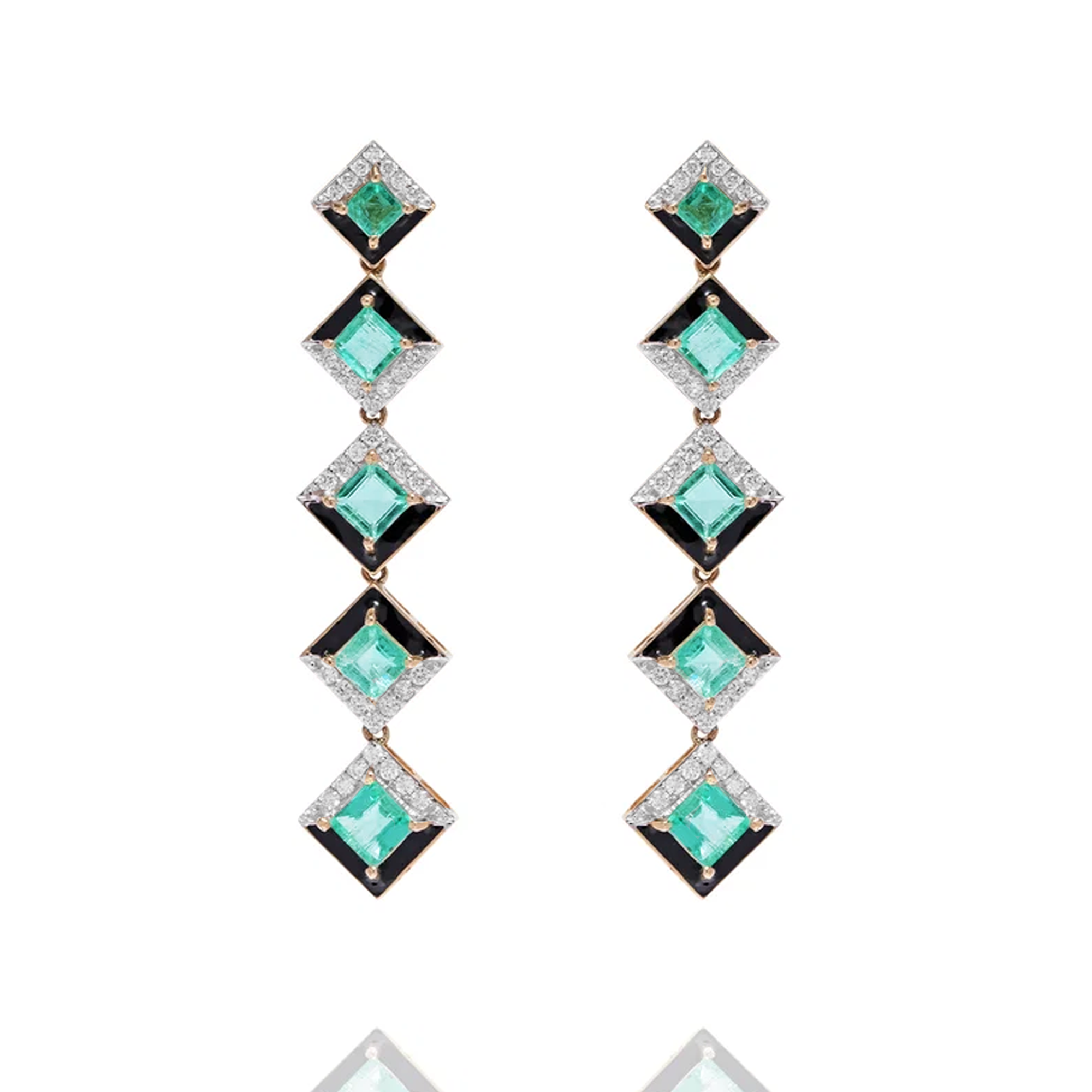 Quinn Diamond Emerald Earrings