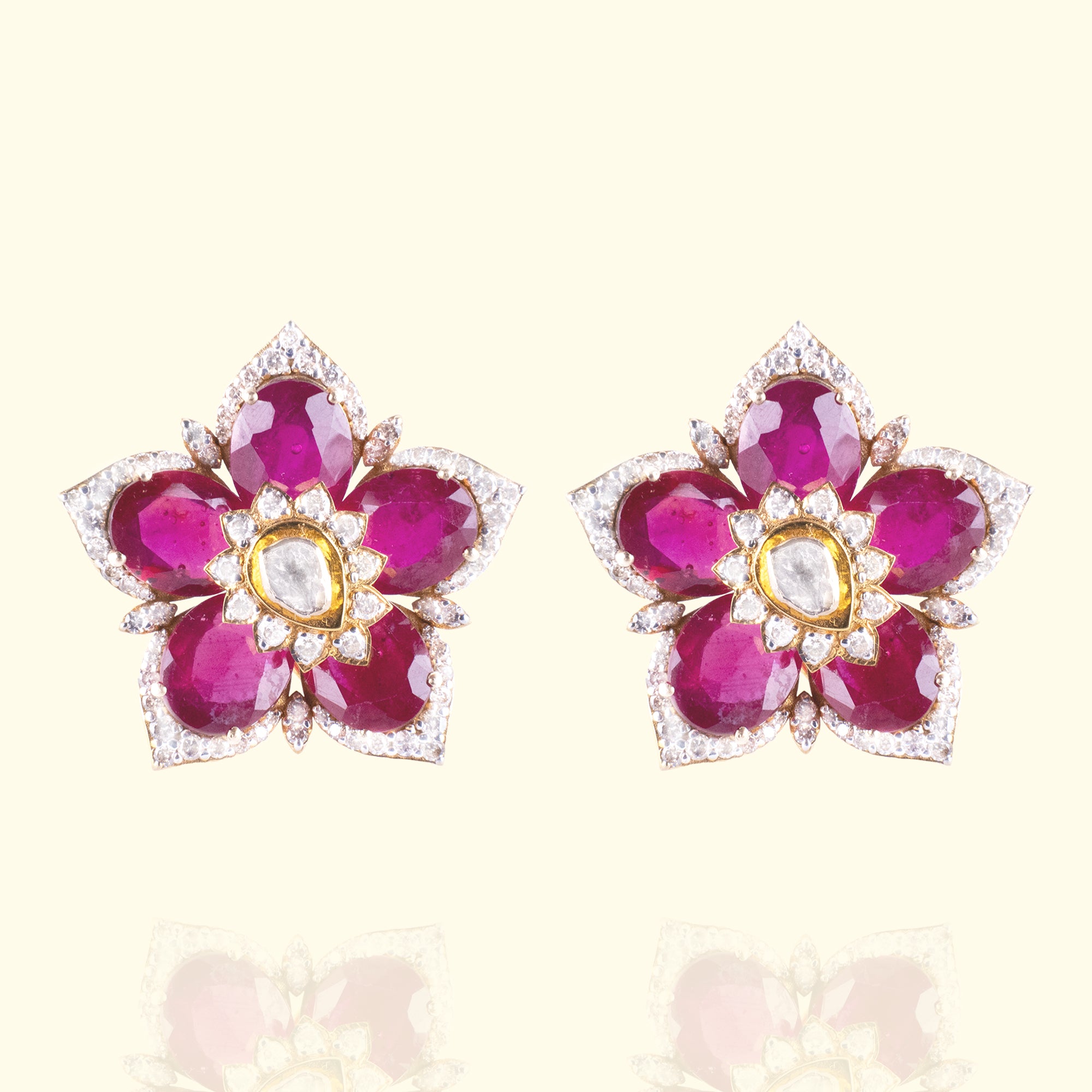 Emrin Polki Ruby Earrings