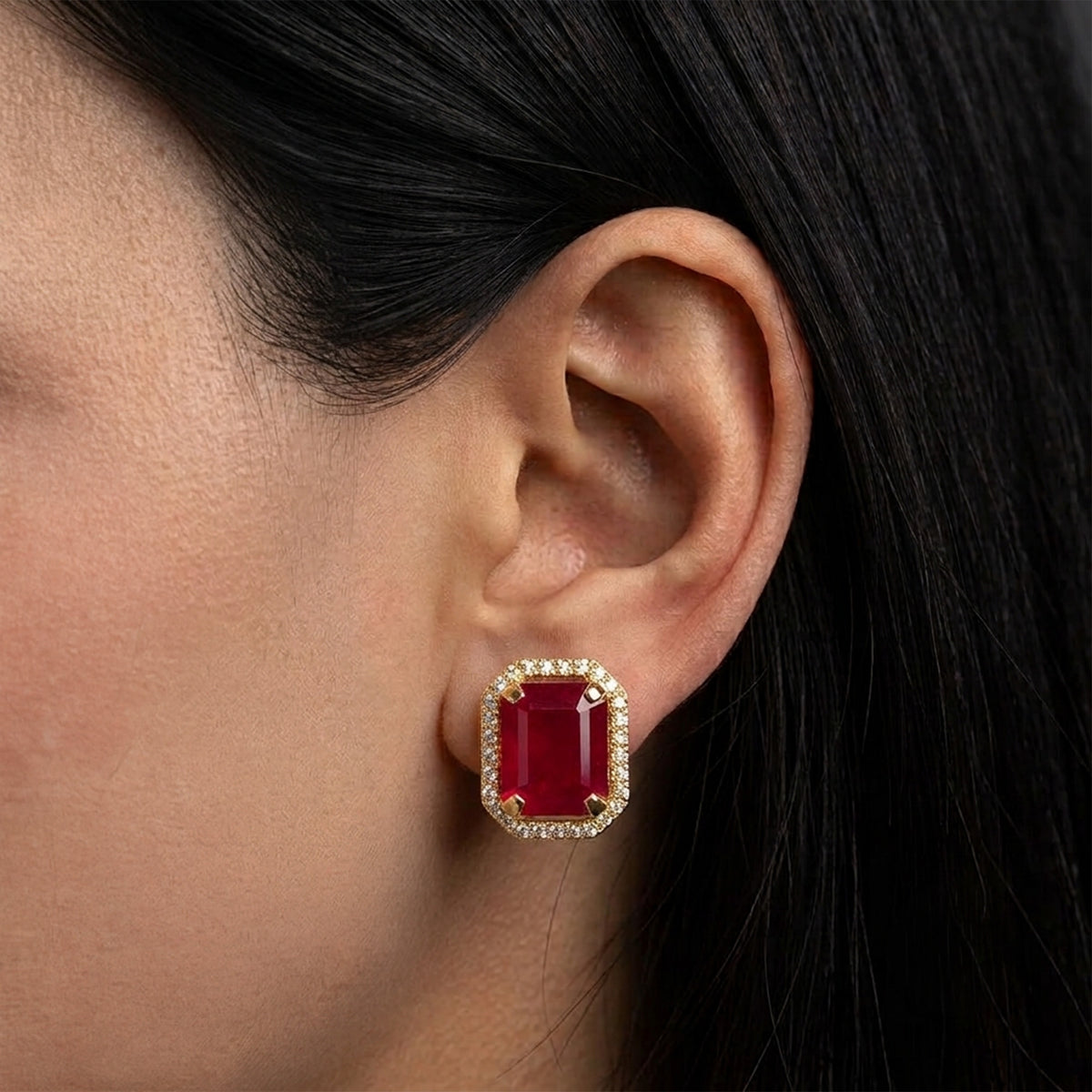 Rubelle Diamond Ruby Earrings
