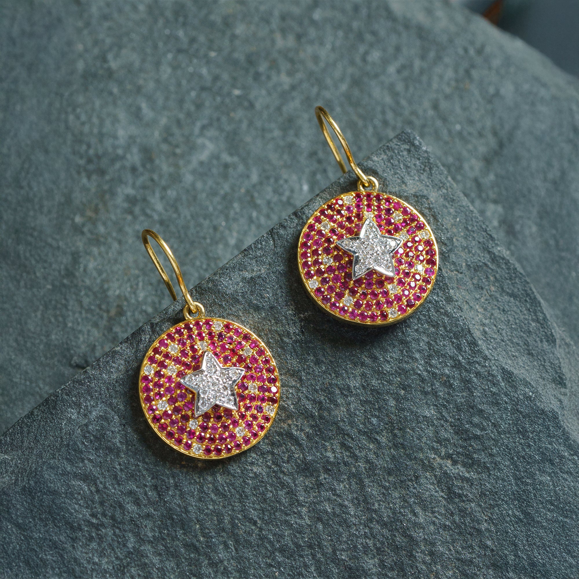 Delfina Star Diamond Ruby Earrings