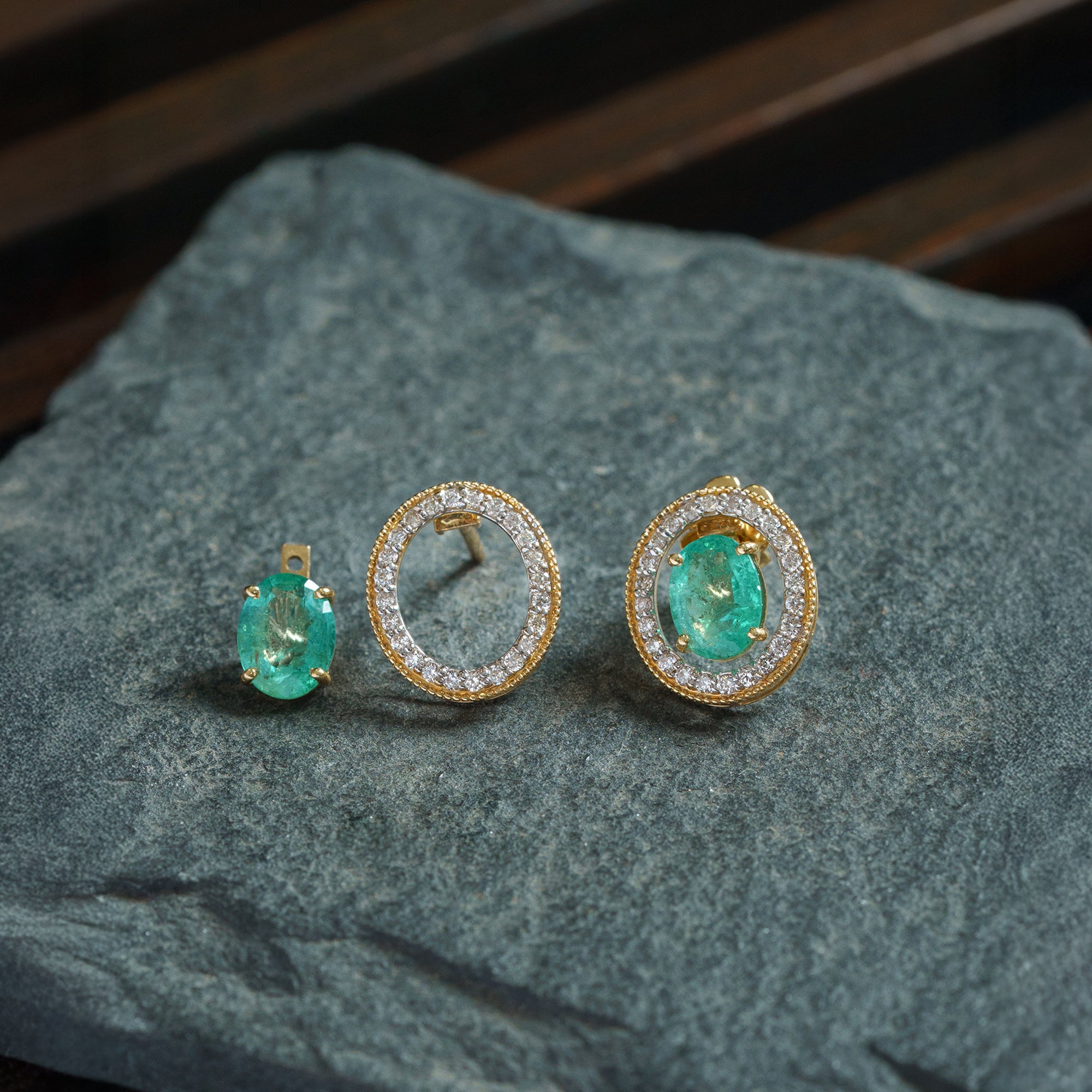 Eira Diamond Emerald Detachable Earring