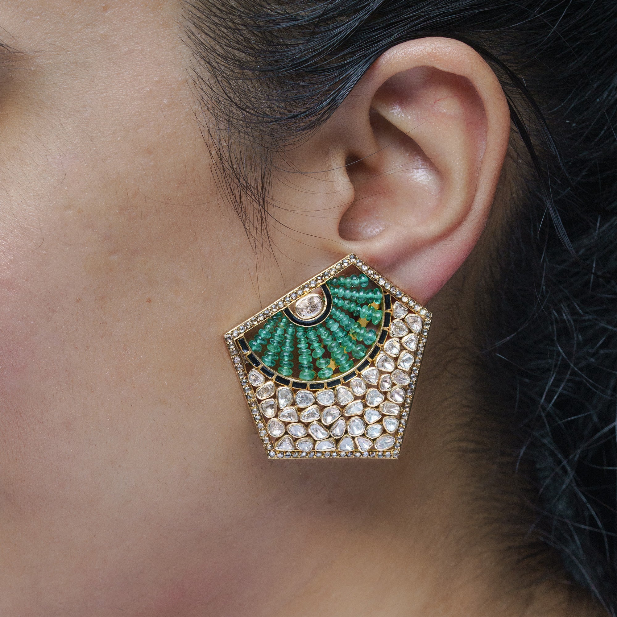 Zia polki emerald earrings